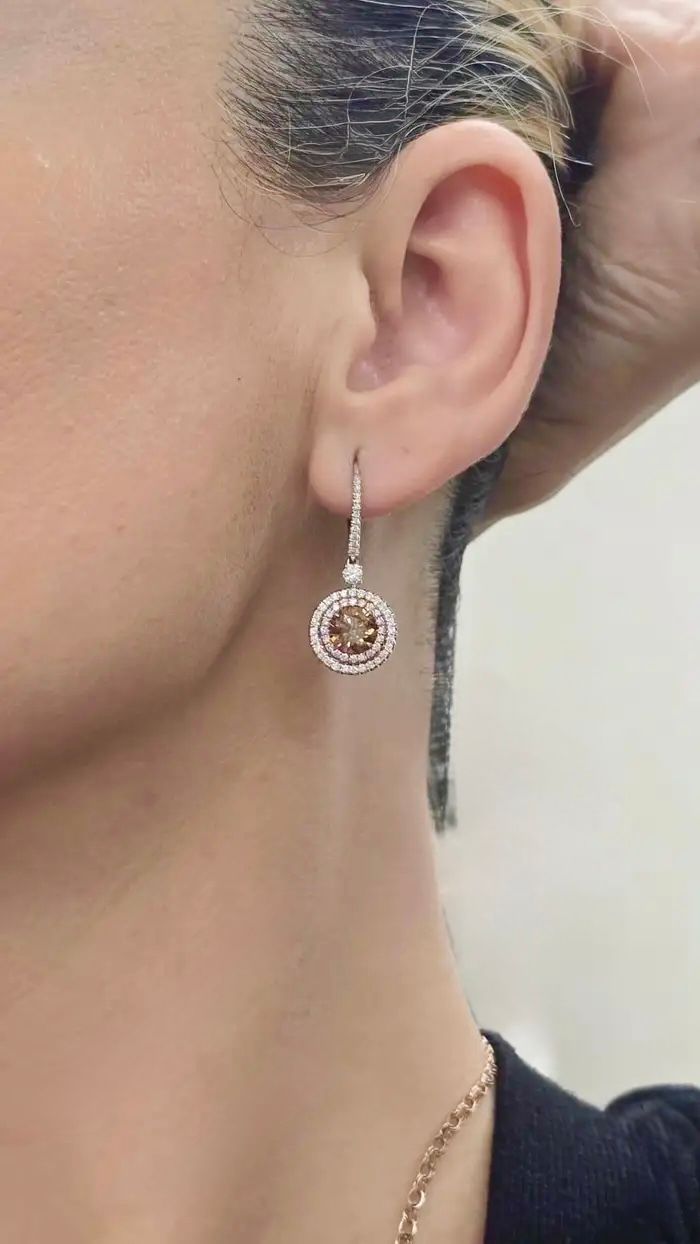 5.04ct Fancy Brown Diamond Drop Earrings