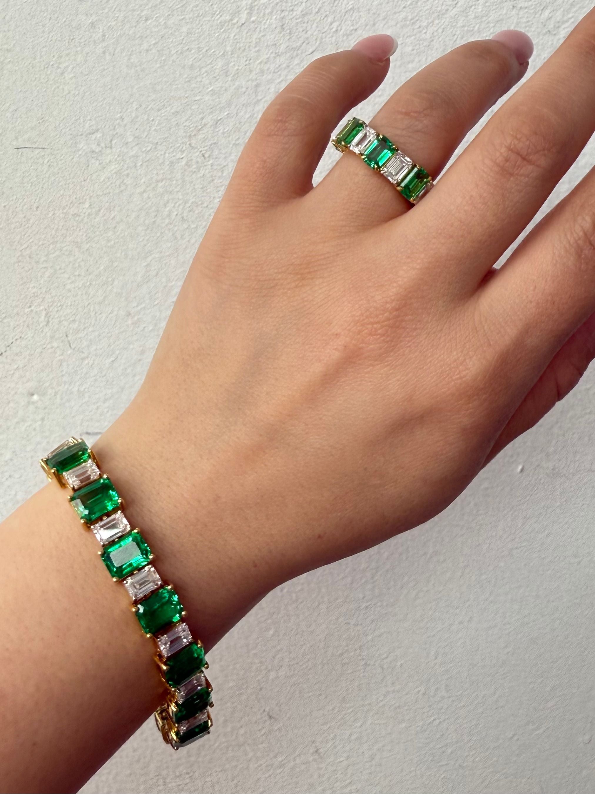 Lab Grown Alternating Diamond & Emerald Eternity Band