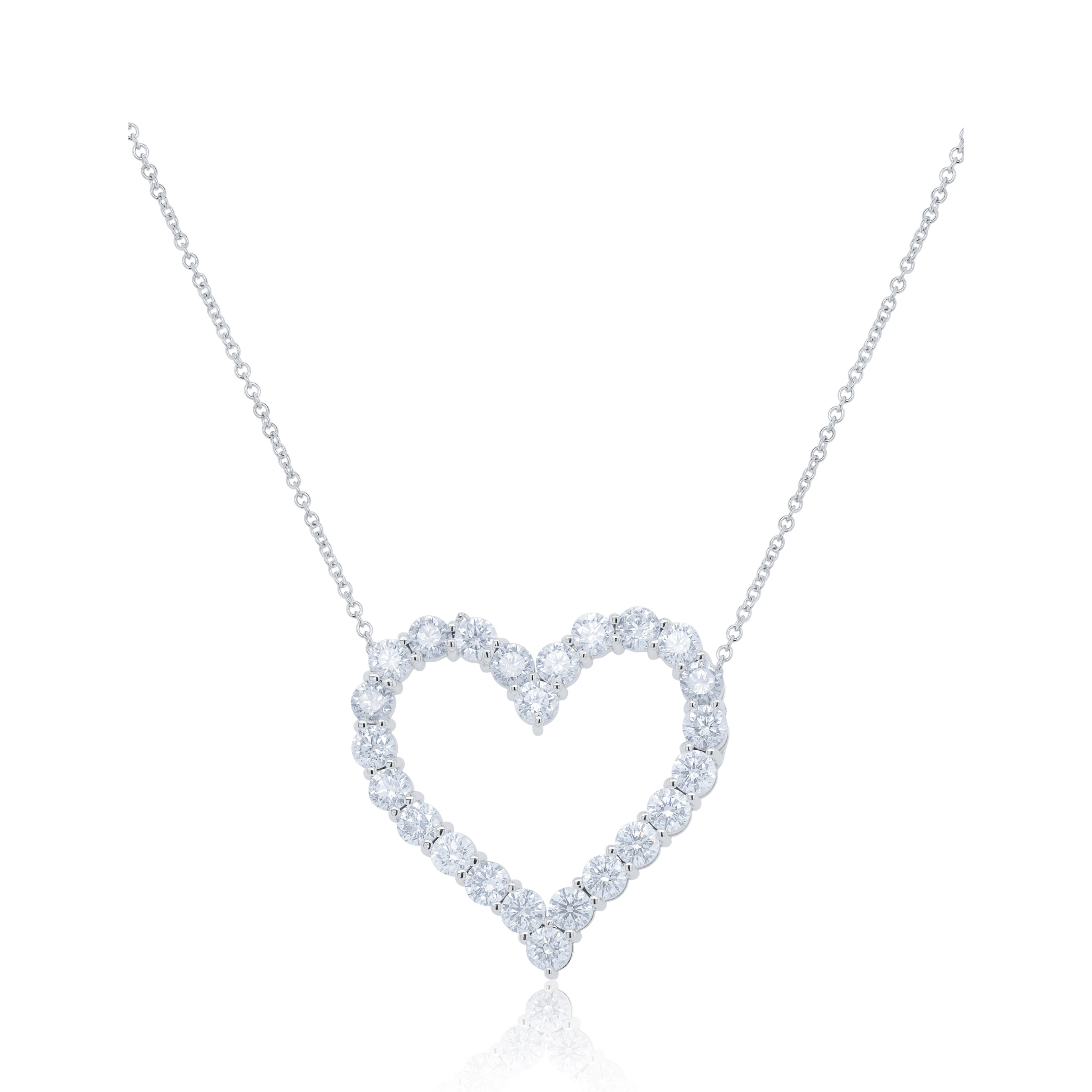 1.65ct open heart diamond pendant in 14K gold, 16-inch necklace