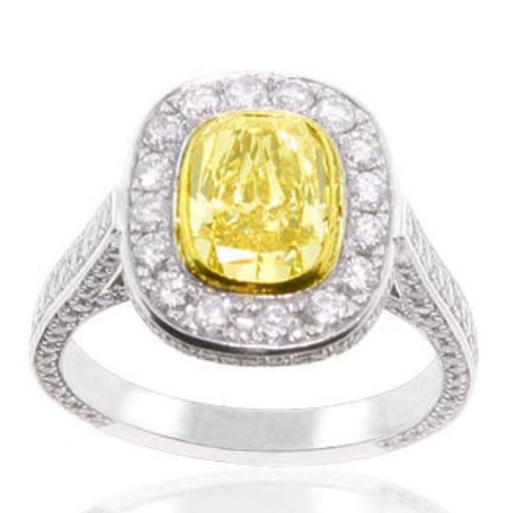 1.67cts Fancy Yellow Diamond Halo Engagement Ring