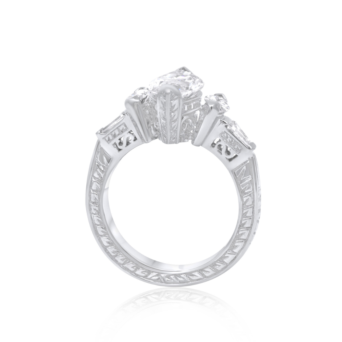 1.71ct marquise cut diamond ring with baguette side stones