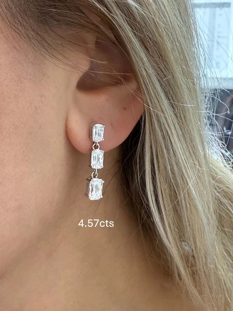Lab Grown Briolette Diamond Dangling Earrings