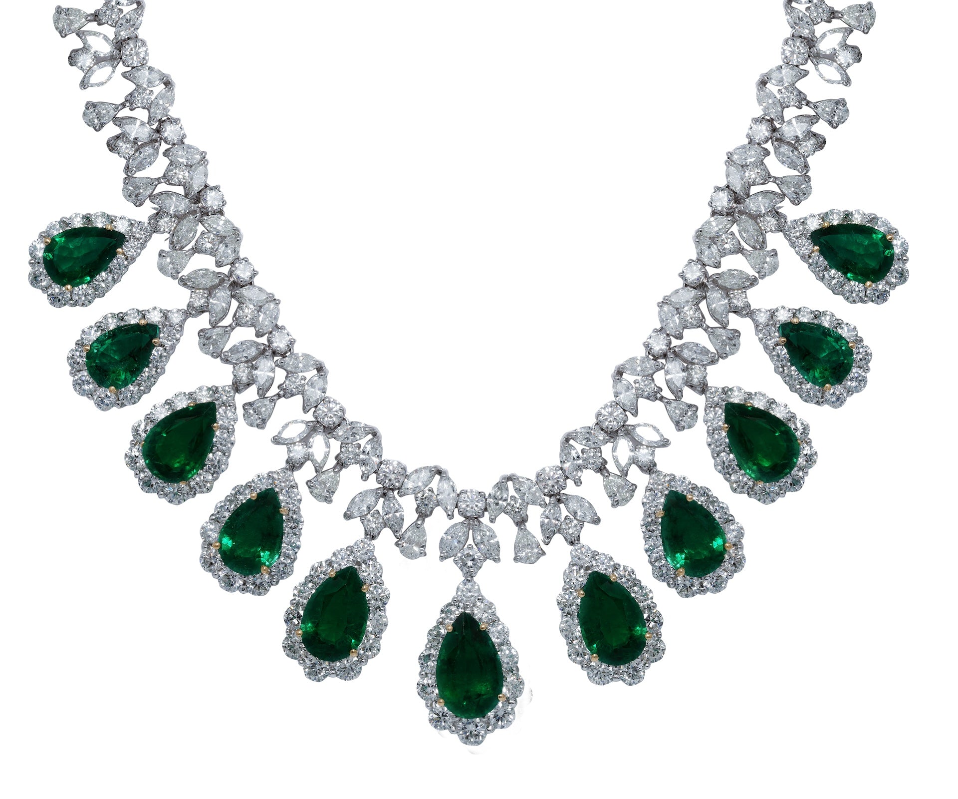 Emerald Pear Diamond Necklace