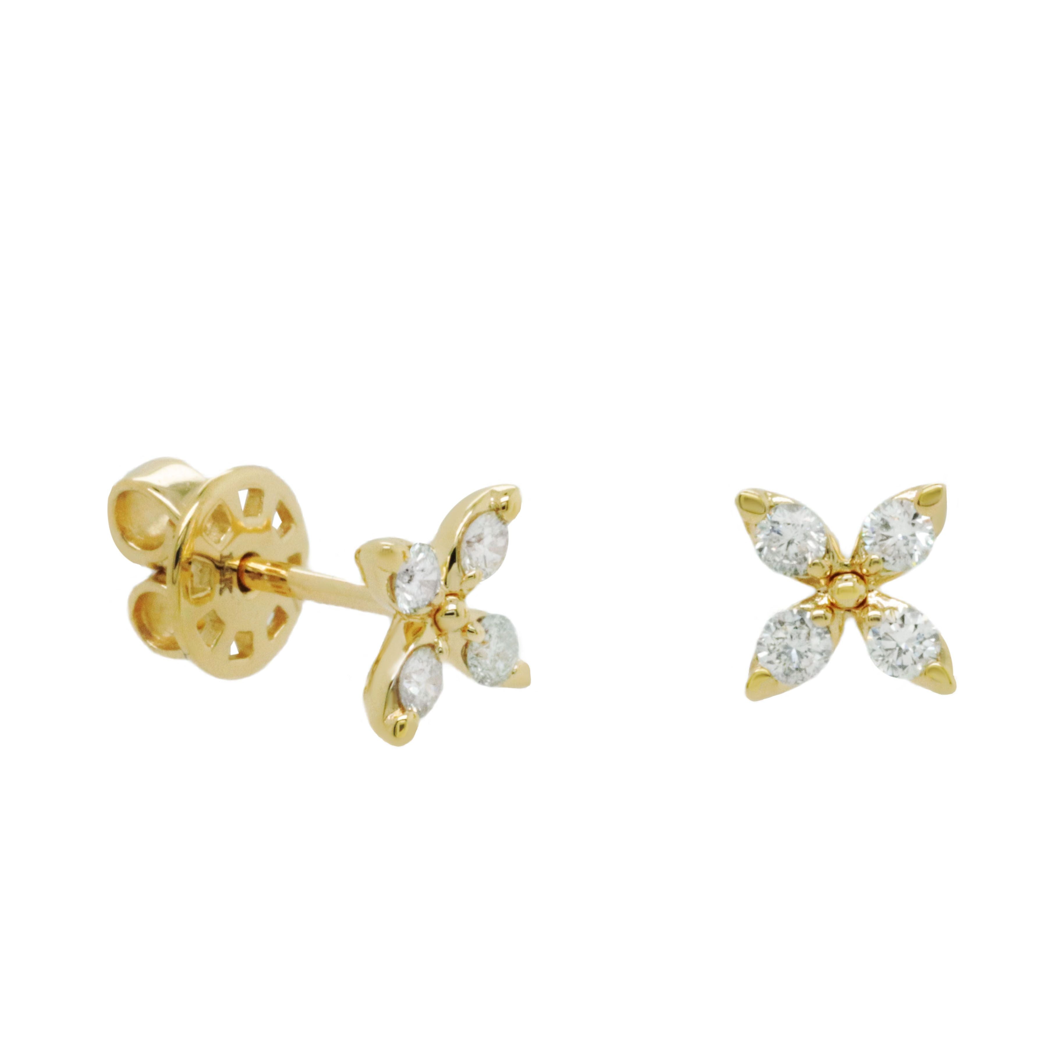 Diamond Flower Stud Earring