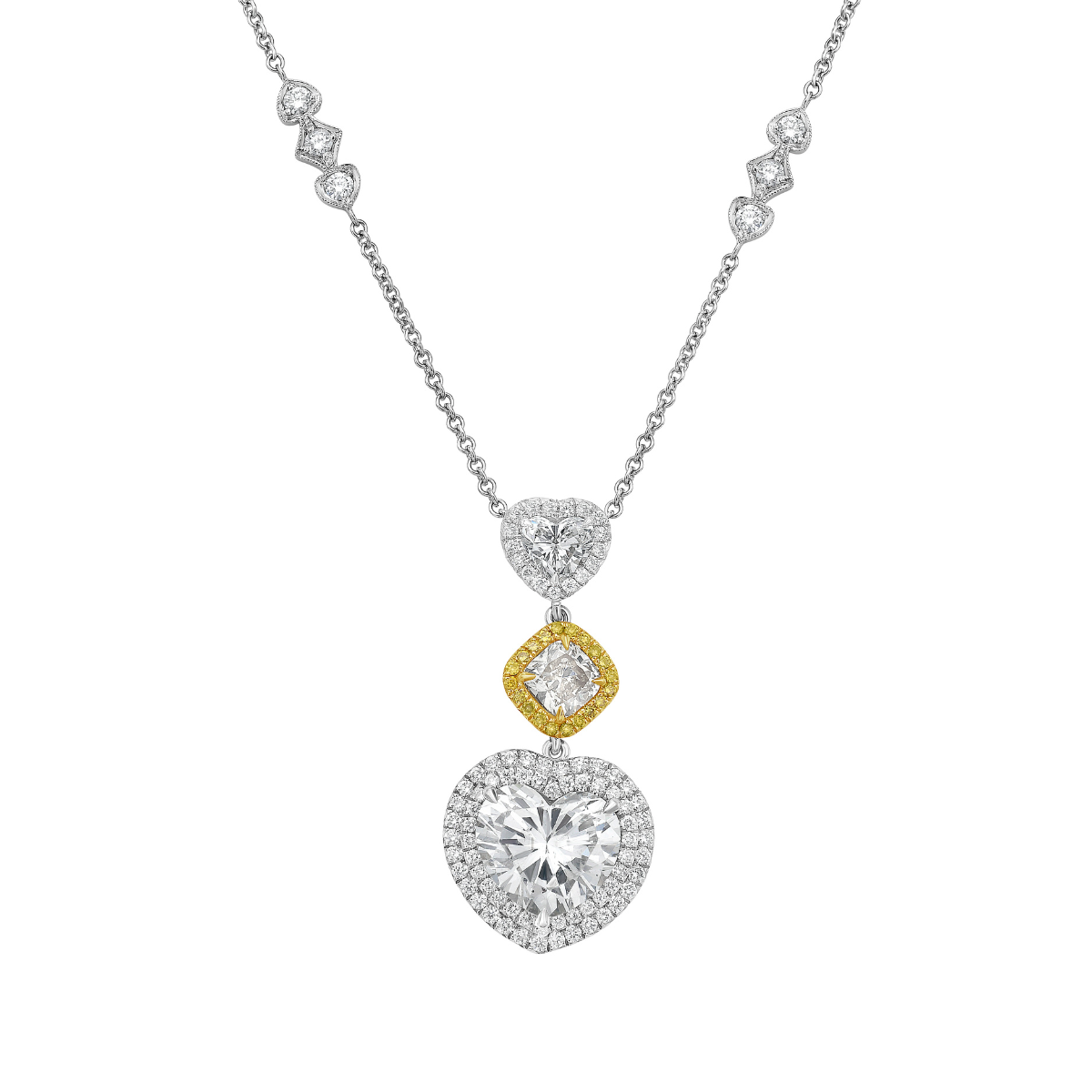 13.91ct heart diamond by the yard necklace in 18K two-tone gold, 20-inch