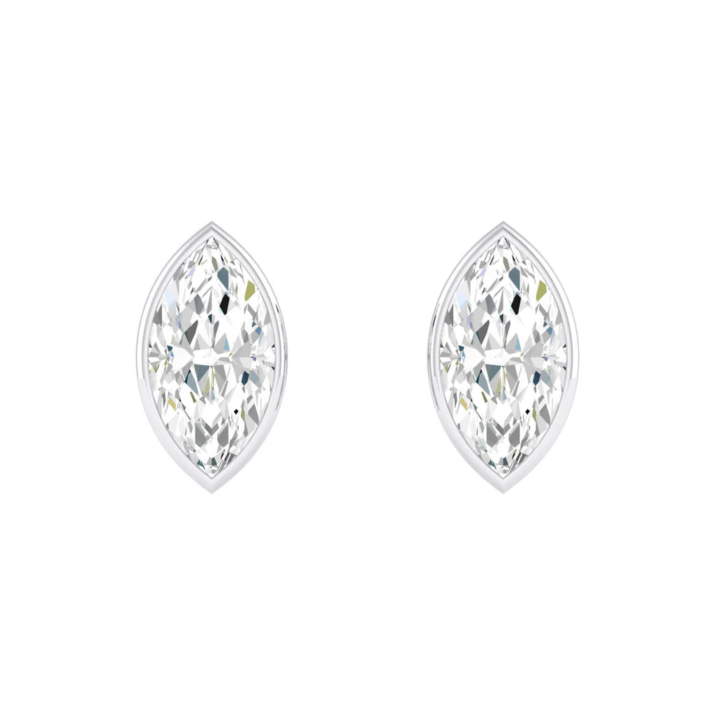 Lab Grown Marquise Bezel Studs