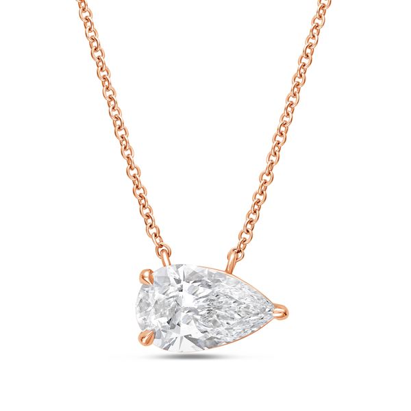 14K white gold east-west lab grown pear pendant