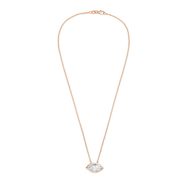 14K yellow gold bezel marquise lab diamond pendant