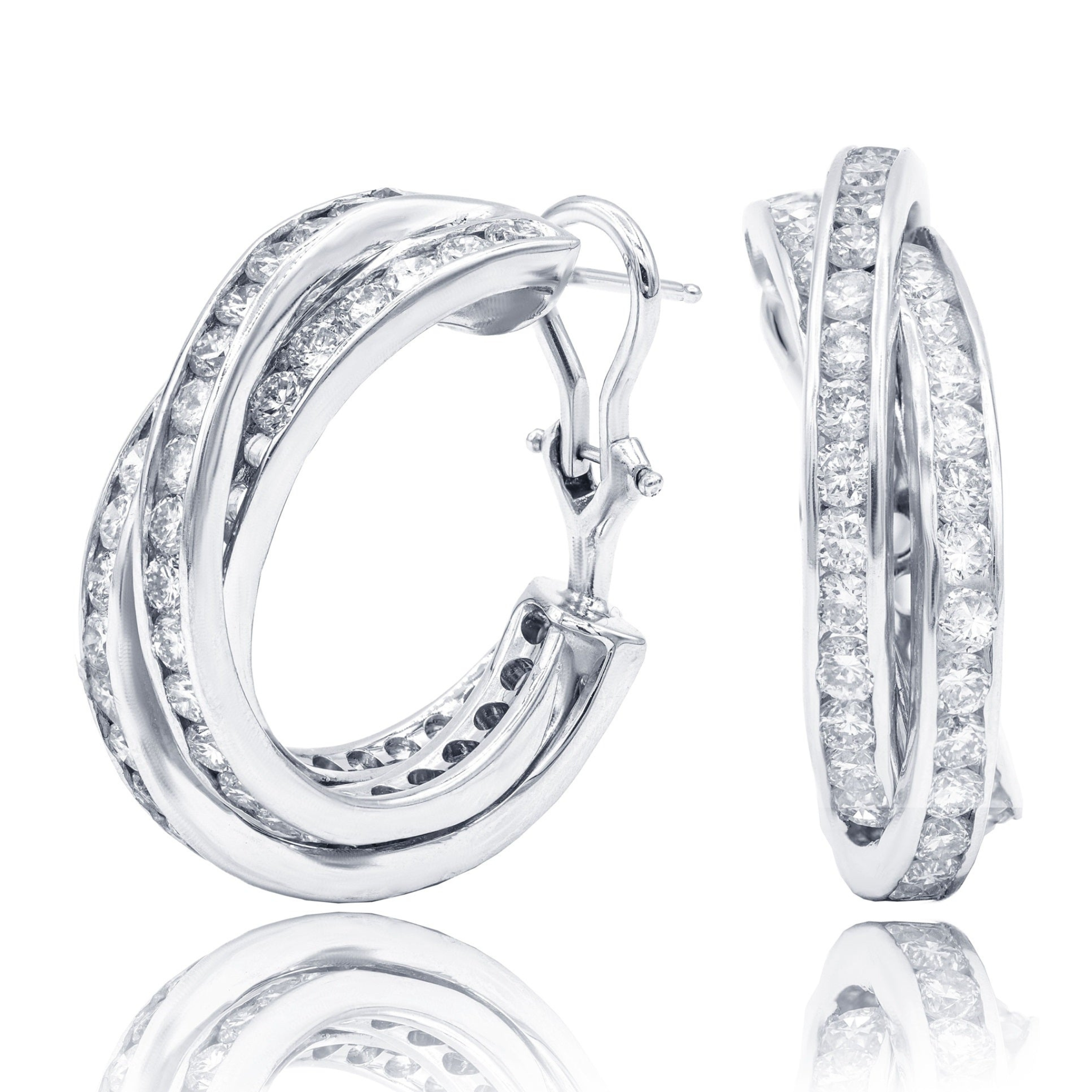 14 Kt White Gold 1.00" Hoop Earrings  with 6.50 cts.jpg
