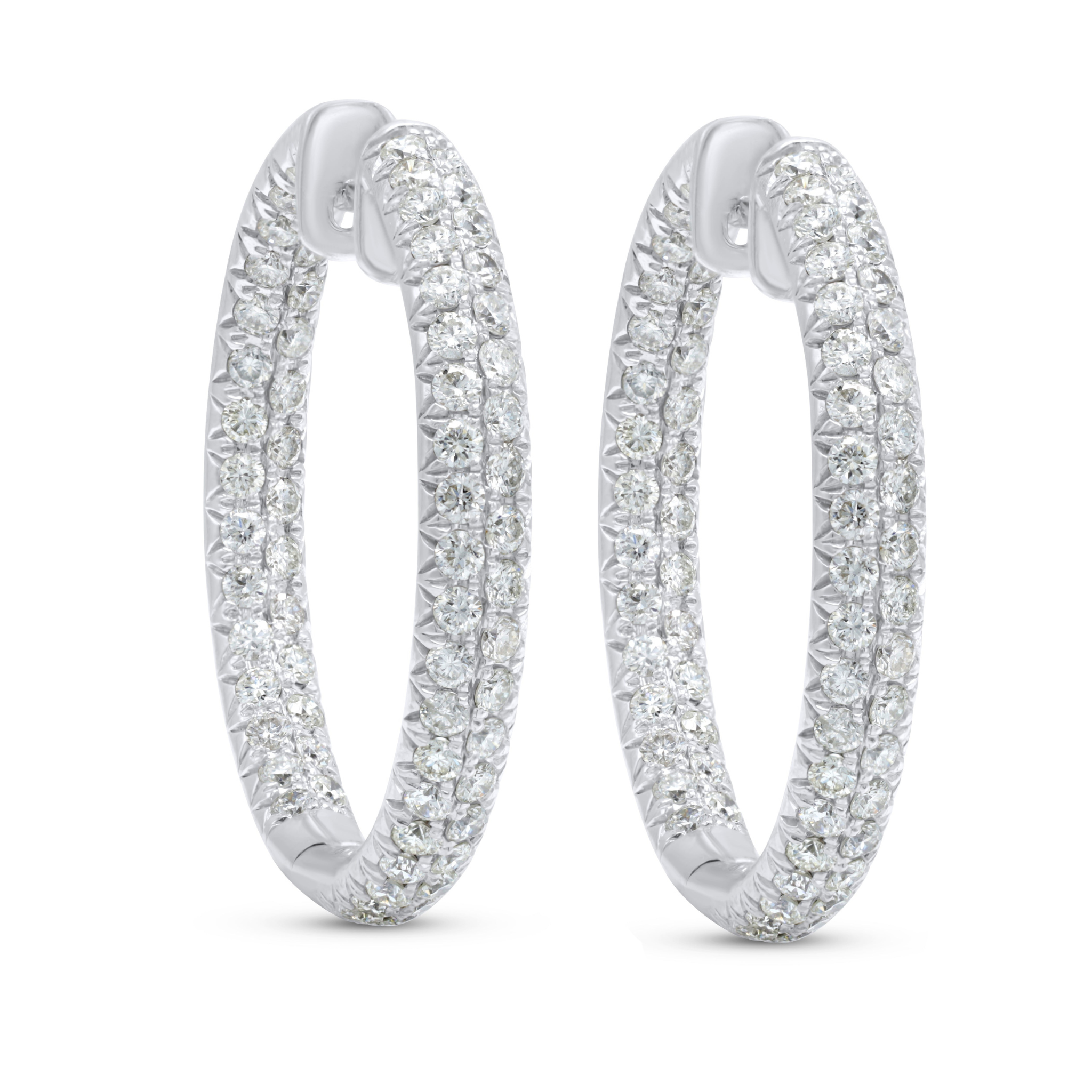 14 Kt White Gold Hoop Earrings with 2 Rows of 3.56 cts.jpg