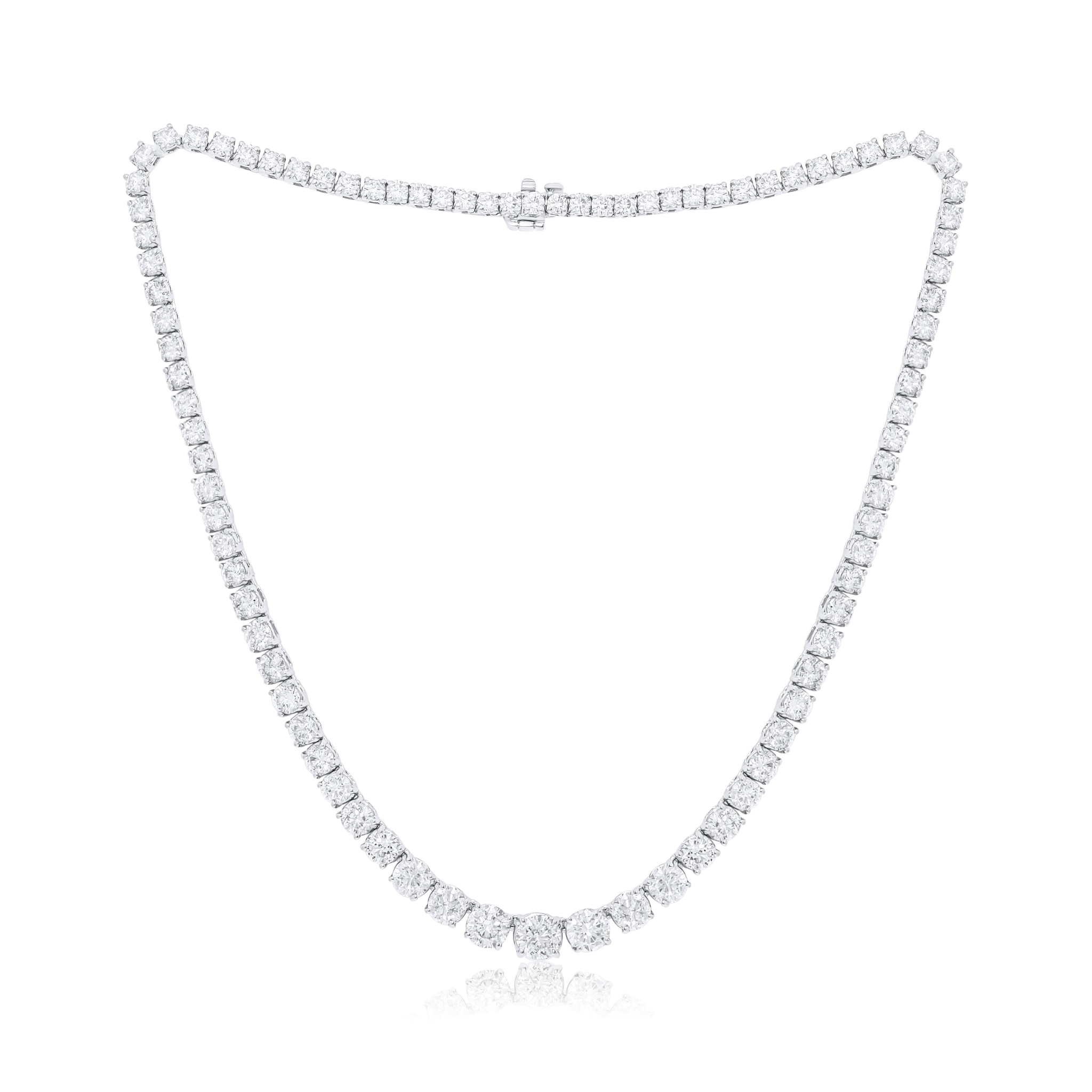 14k White Gold Graduated Tennis Necklace  With 20.00 Cts.jpg