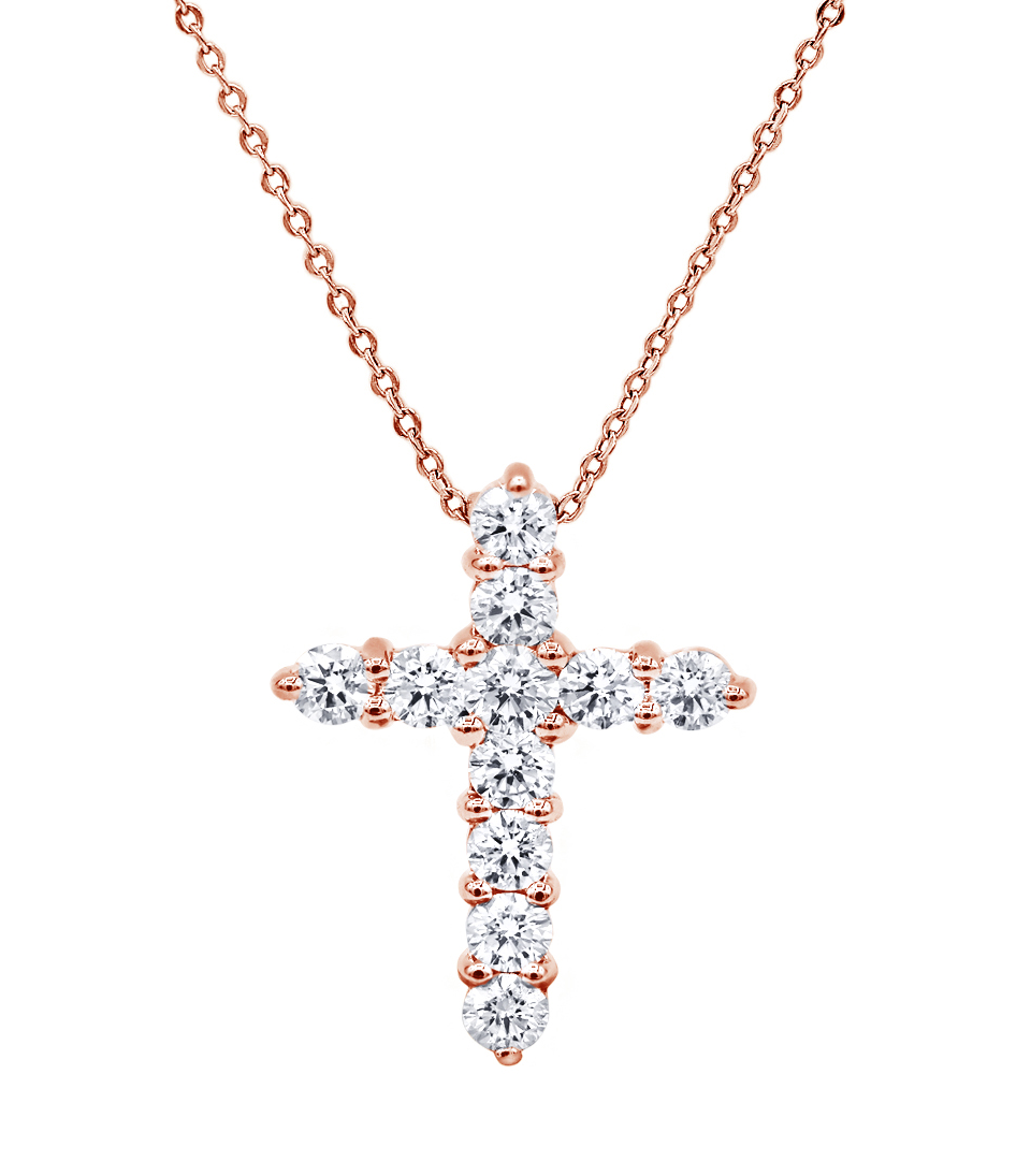 14k diamond cross necklace