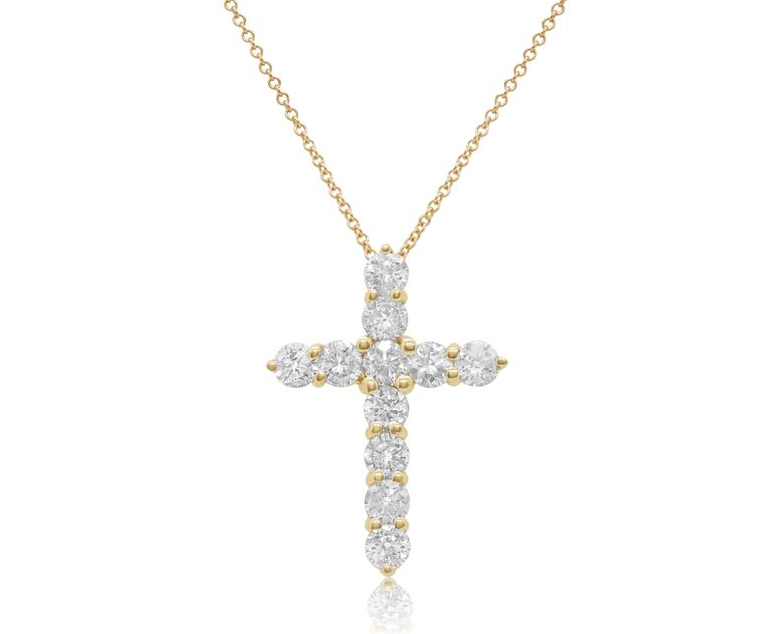 14k diamond cross pendant