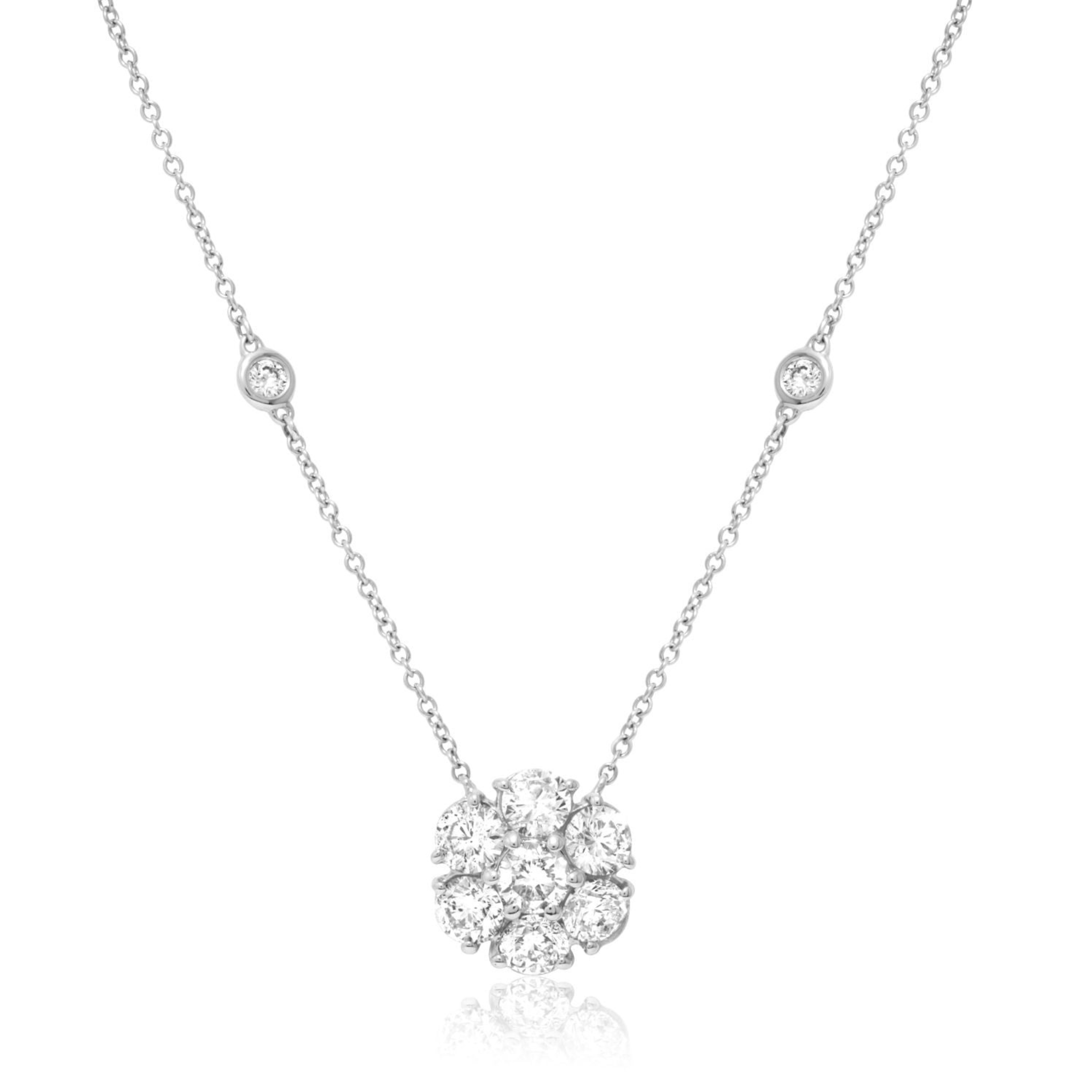 14kt White Gold Diamond Flower Cluster Necklace with 0.35 Cts.jpg