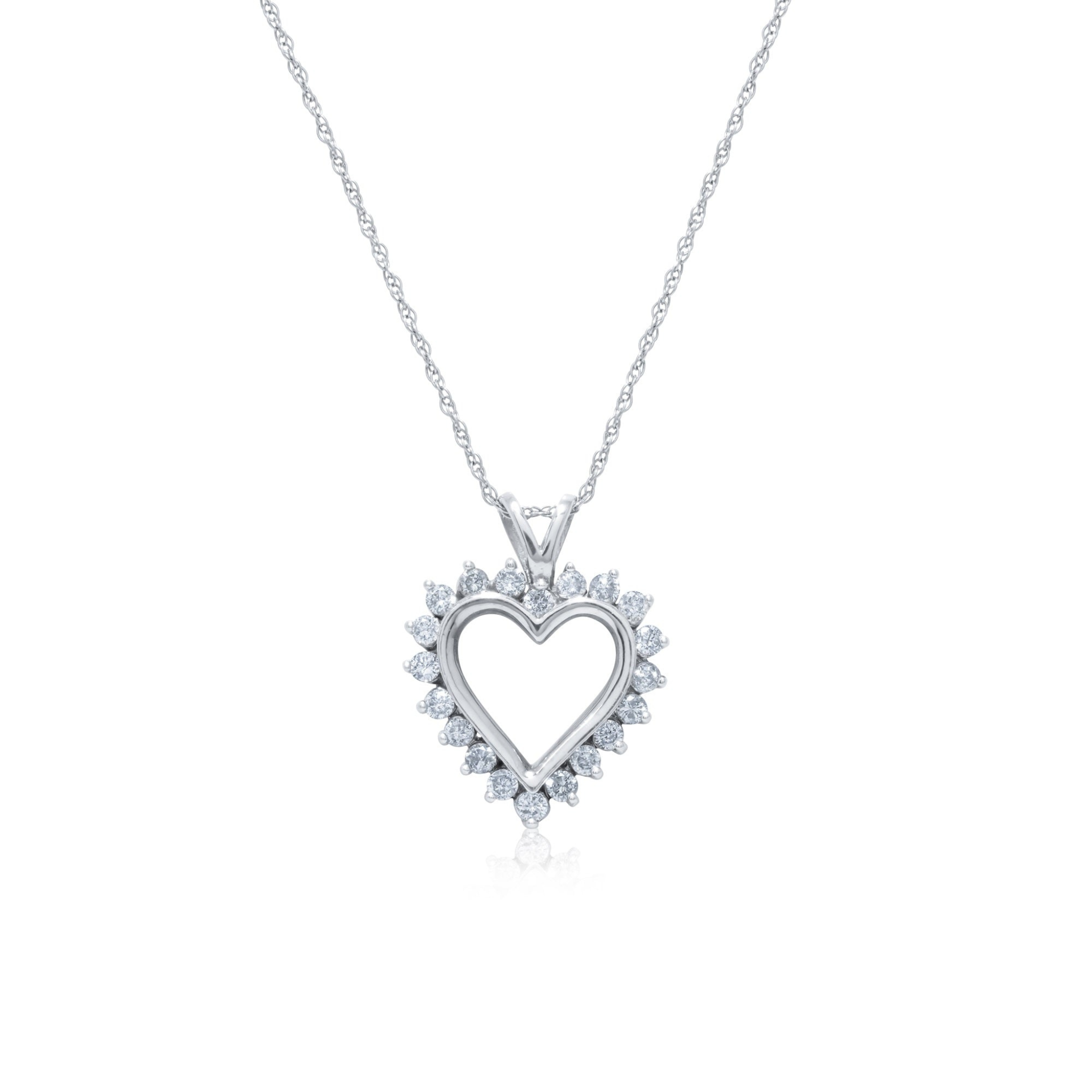 14kt White Gold Heart Shaped Diamond Pendant with 0.50 Cts.jpg
