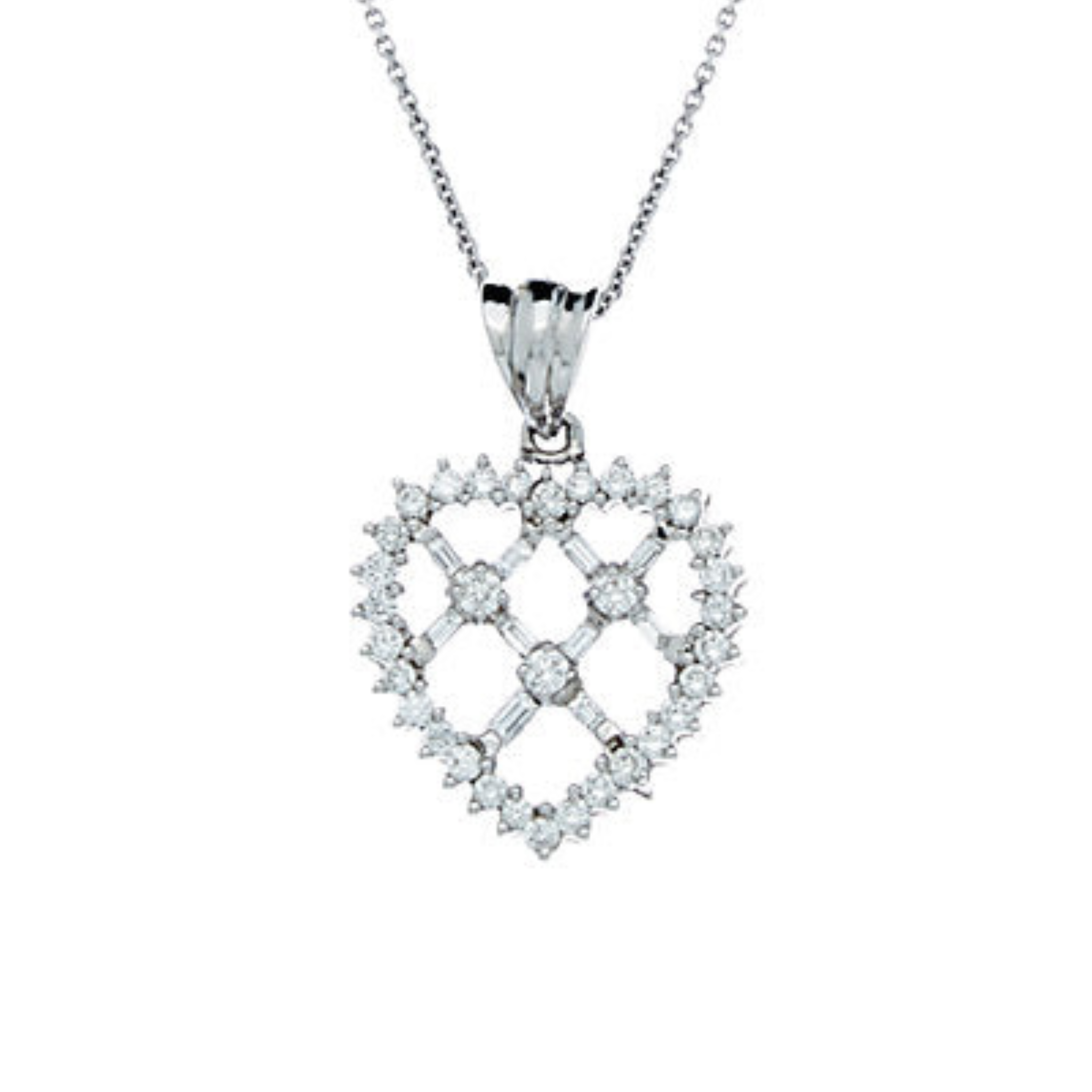 14kt White Gold Heart Shaped Diamond  Pendant with 1.50 Cts.jpg