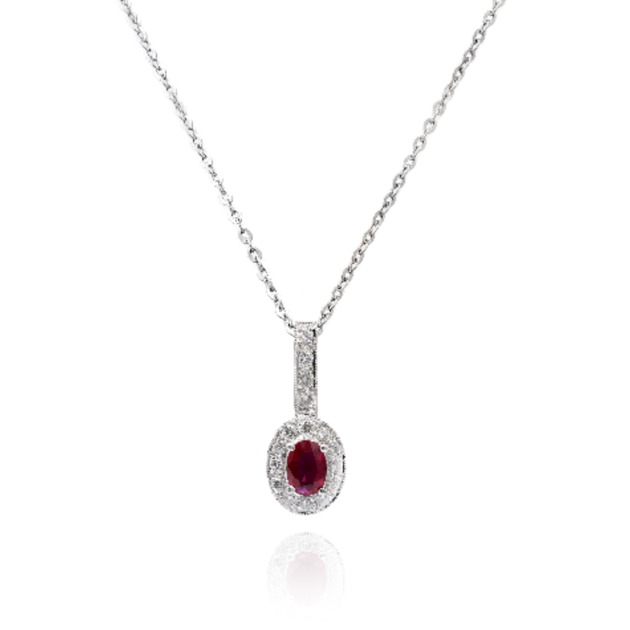 14kt White Gold Oval Ruby Diamond  Pendant with 0.40 Cts.jpg