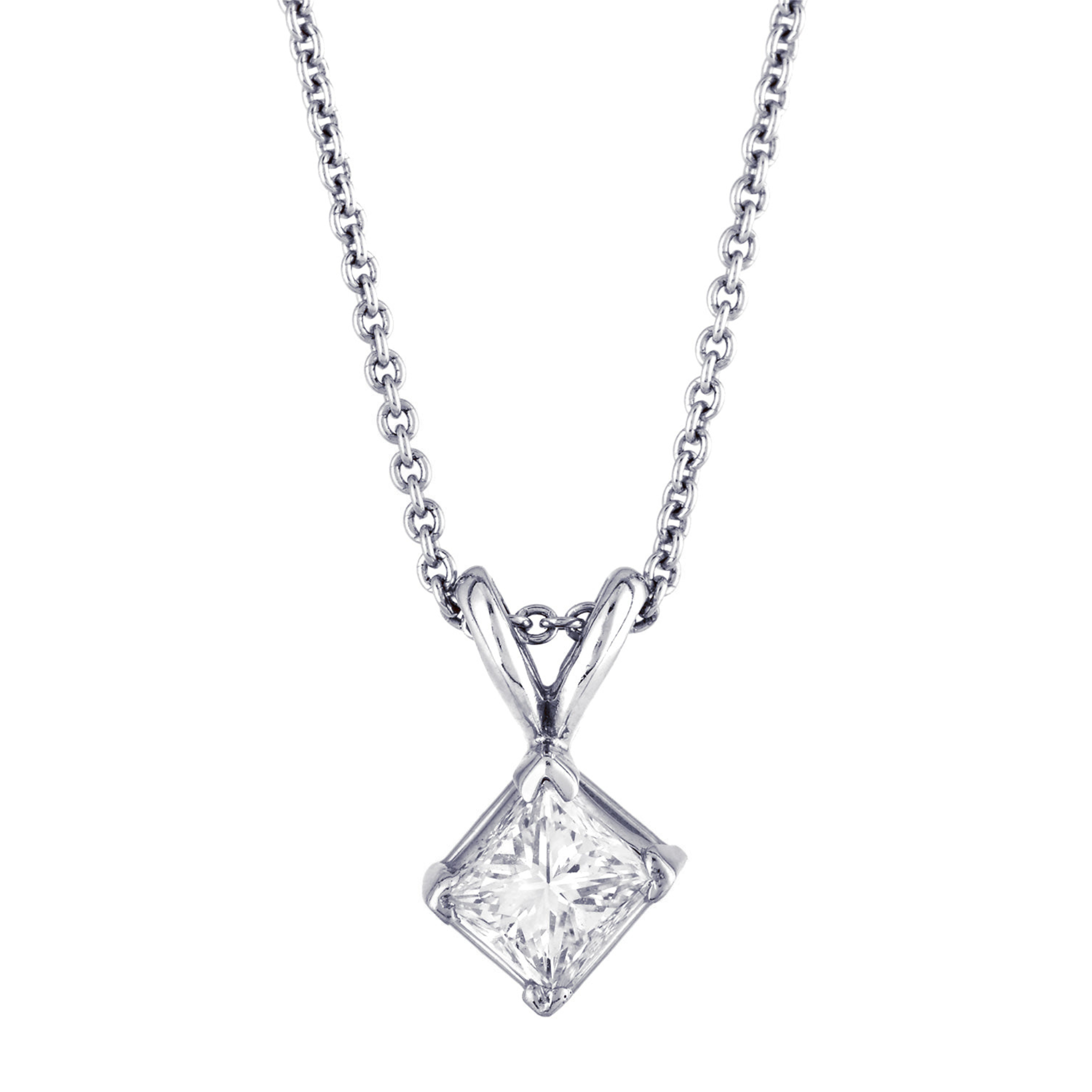 14kt White Gold Princess Cut Solitaire Diamond Pendant with 0.56 Cts.jpg
