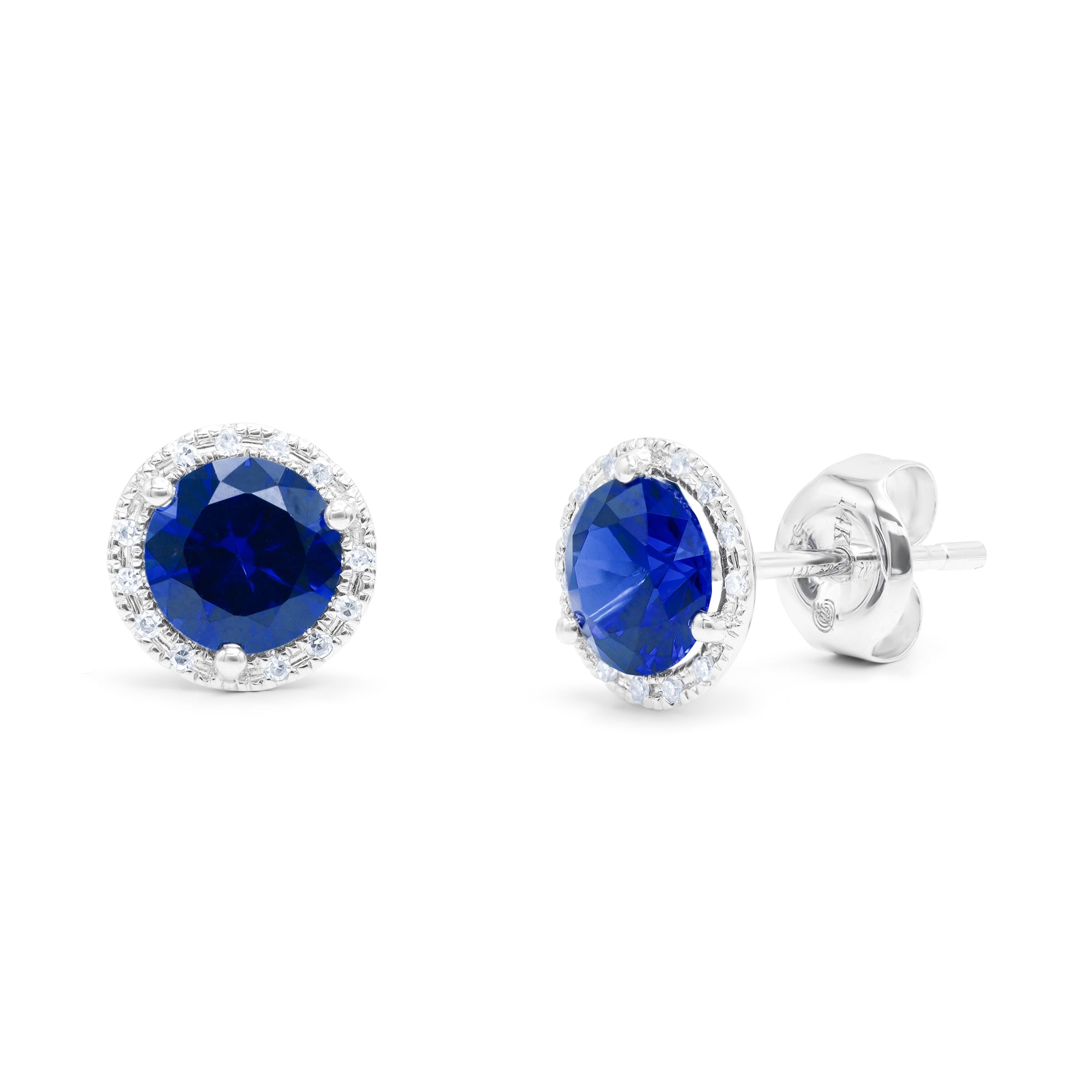 Gemstone Diamond Halo Stud Earrings