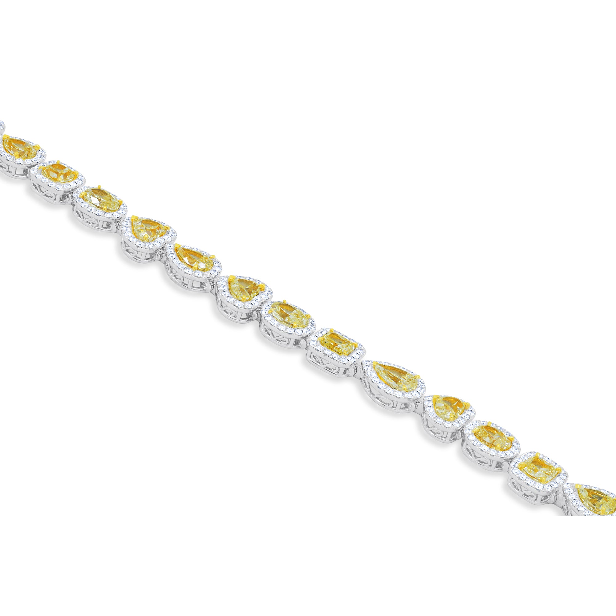 18K gold fancy color diamond bracelet, 18.79ct with 4.10ct halo