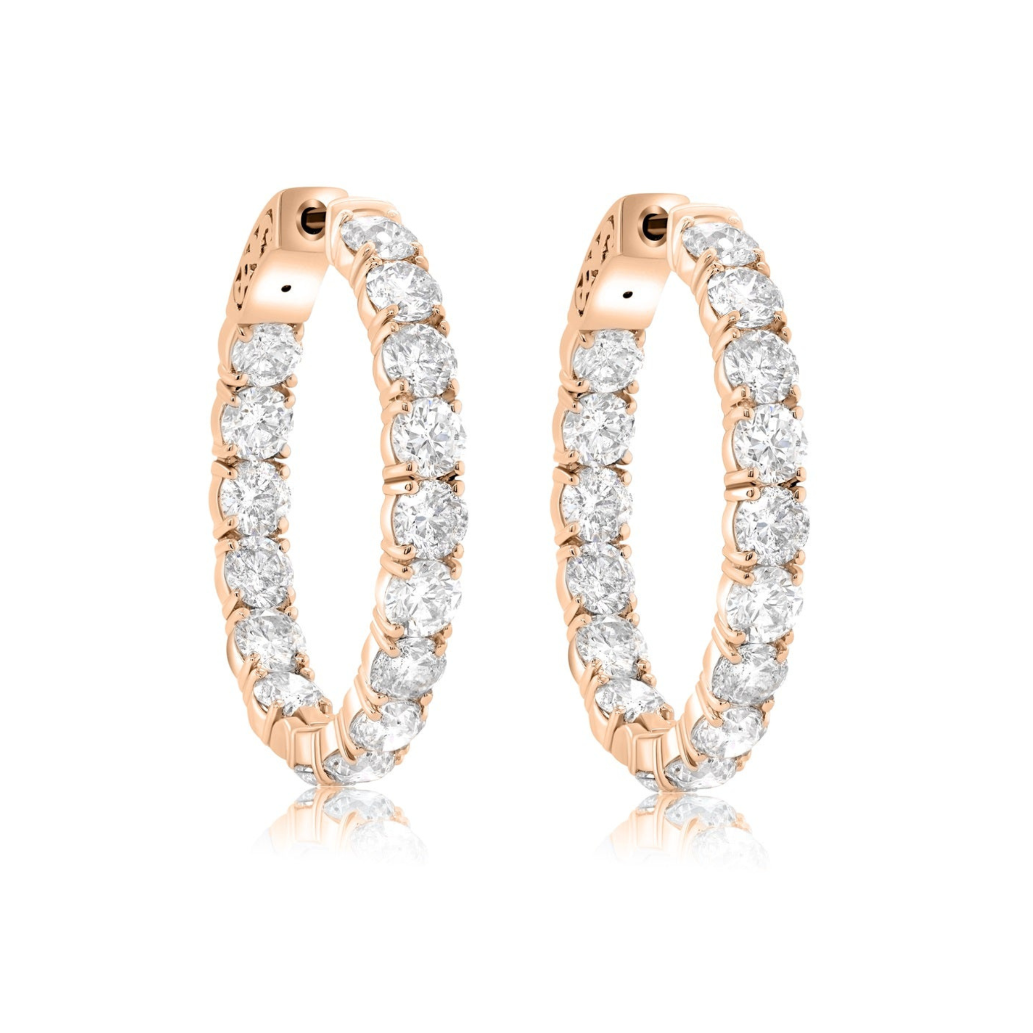 18 Kt Rose Gold Oval Shape Hoop Earrings with 9.50 cts.jpg