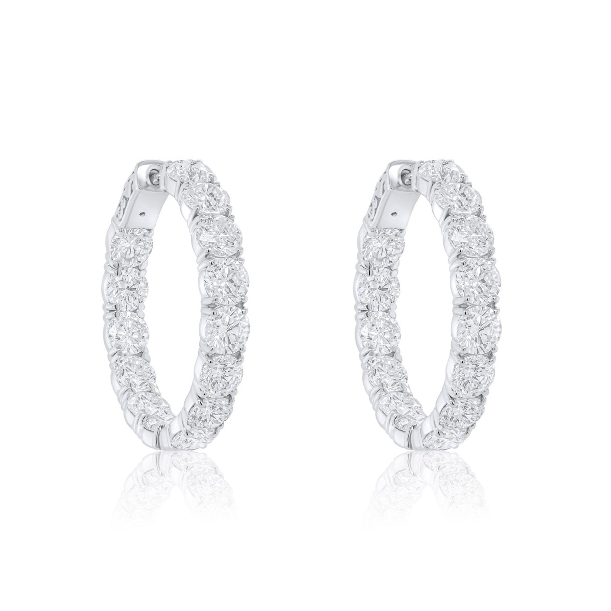 18 Kt White Gold 1.00" Hoop Earrings with 11.10 cts.jpg
