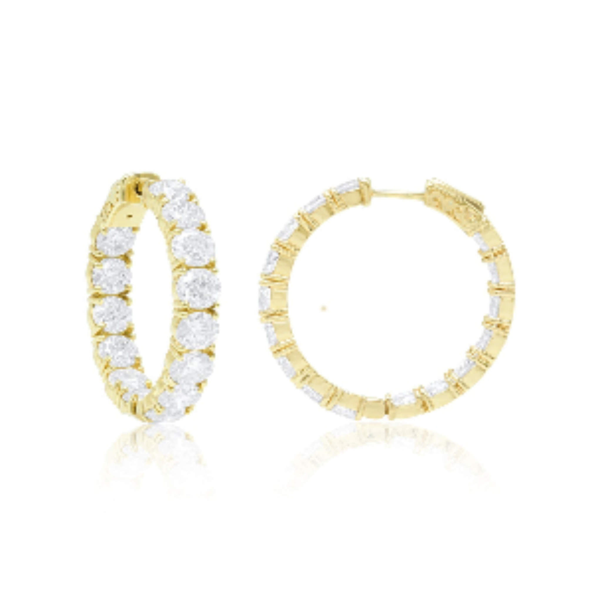 18 Kt Yellow Gold 1.00" Hoop Earrings with 12.07 cts.jpg