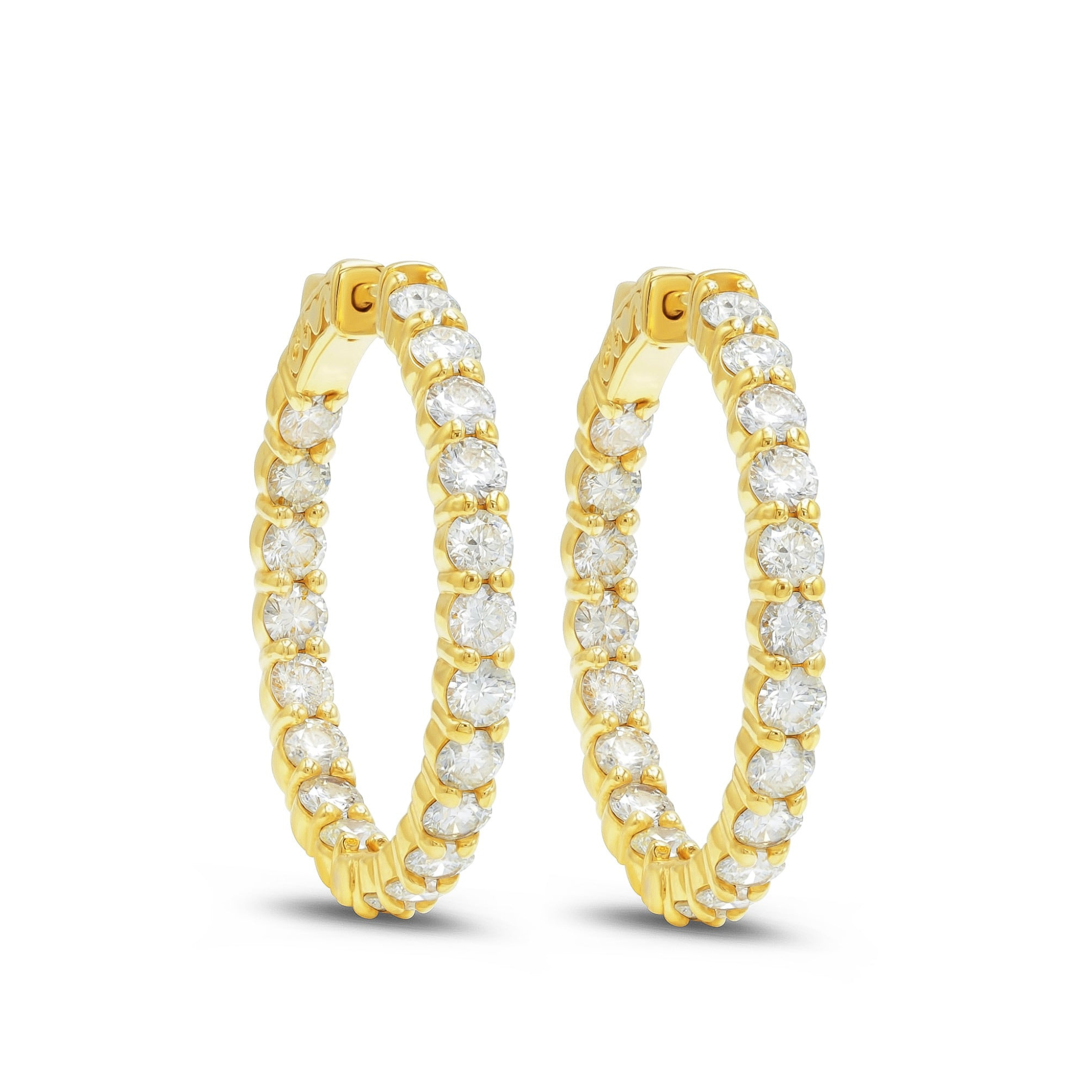 18 Kt Yellow Gold 1.00" Hoop Earrings with 5.25 cts.jpg
