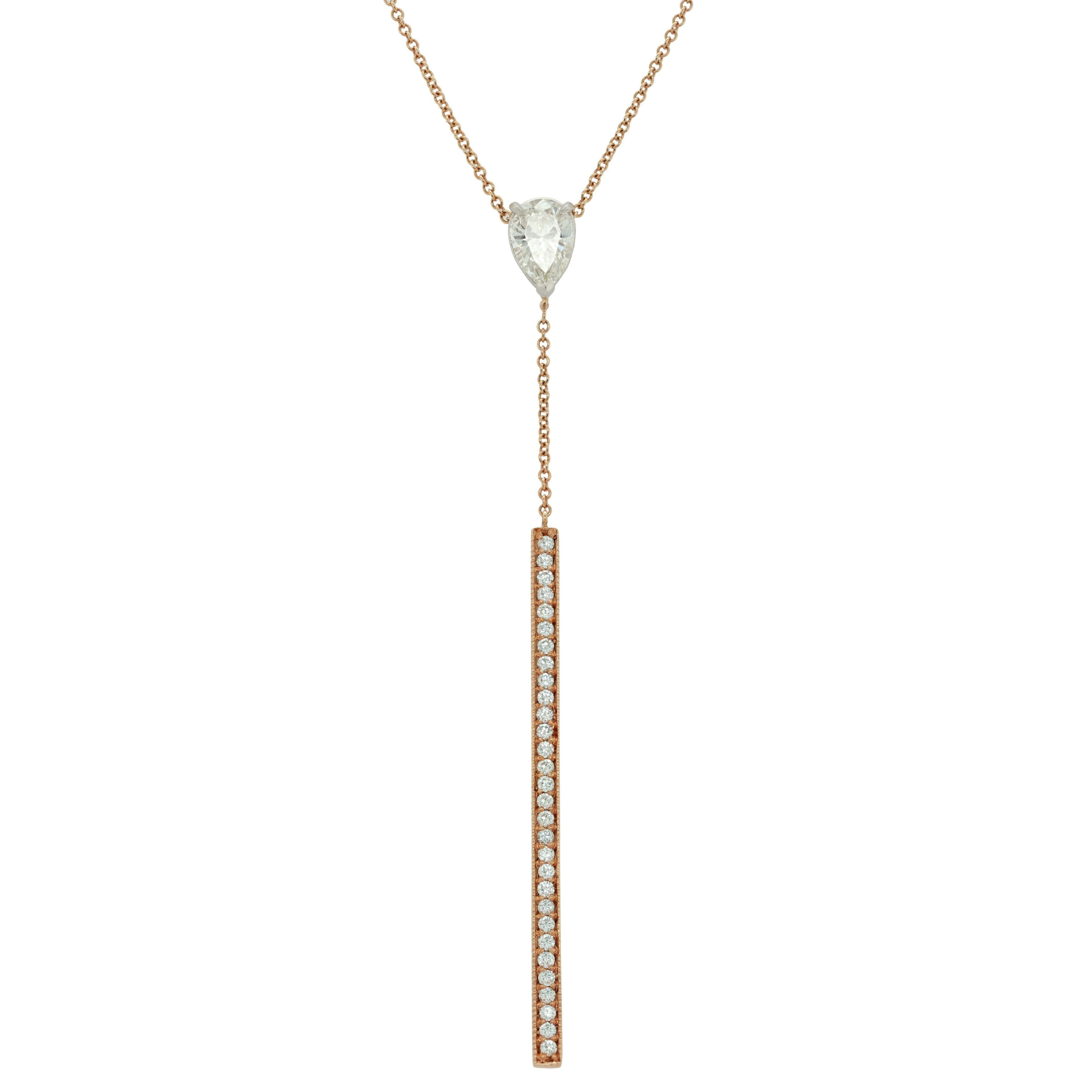 18kt Rose Gold Lariat Diamond Necklace with 1.11 Cts.jpgv