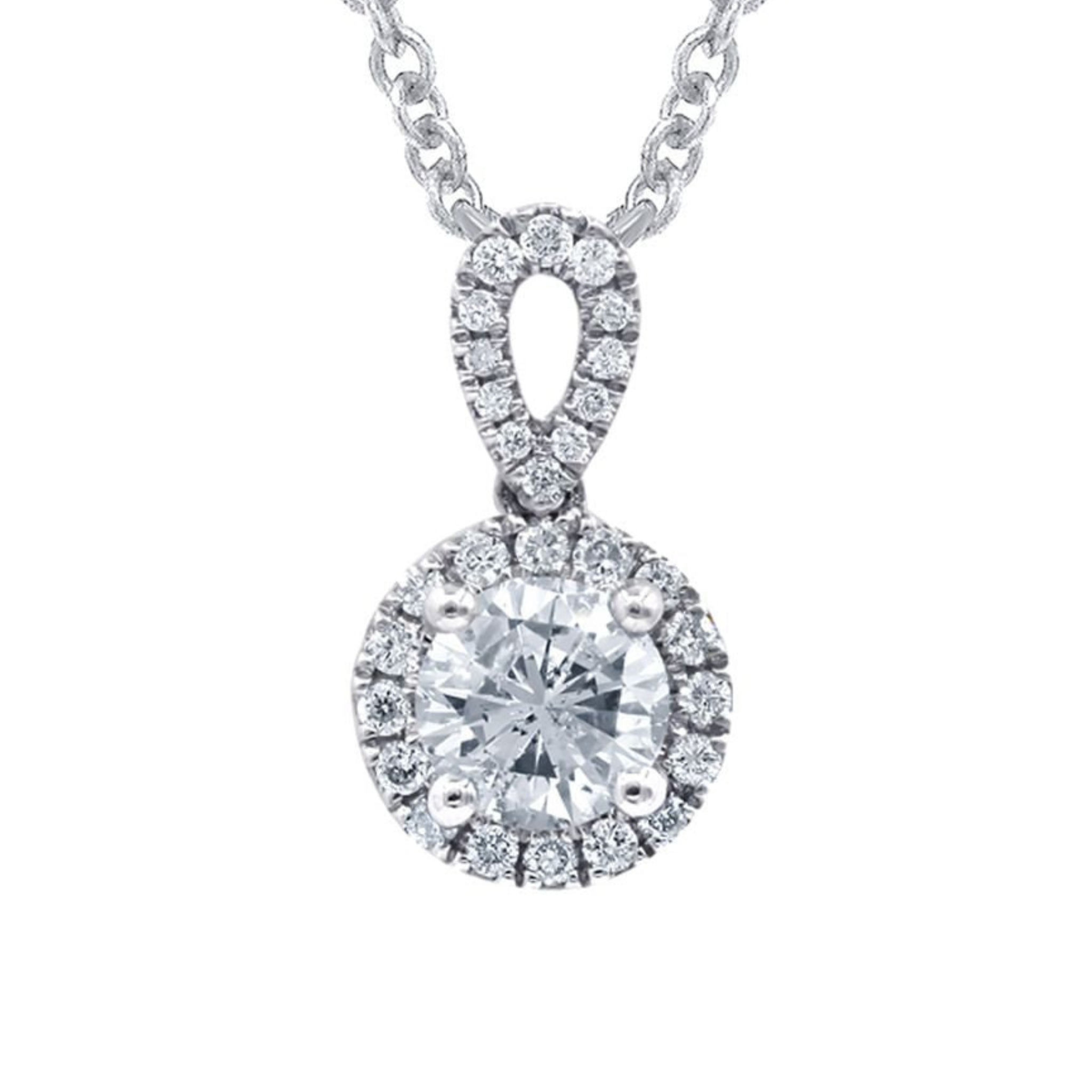 18kt White Gold Diamond Halo Pendant with 0.51 Cts.jpg