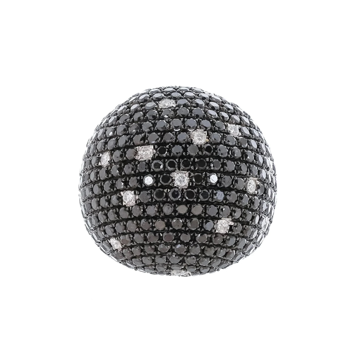 18kt Black and White Diamond Dome Ring