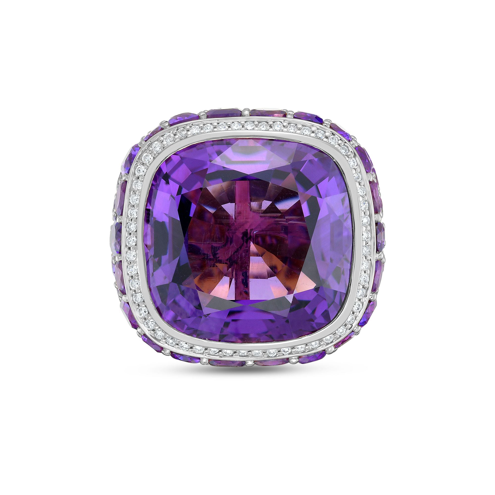 18kt Gold Amethyst & Diamond Cocktail Ring