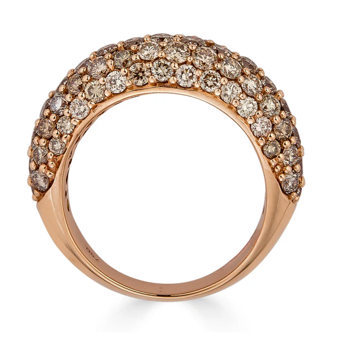 18kt Rose Gold Round Champagne Diamonds Ring