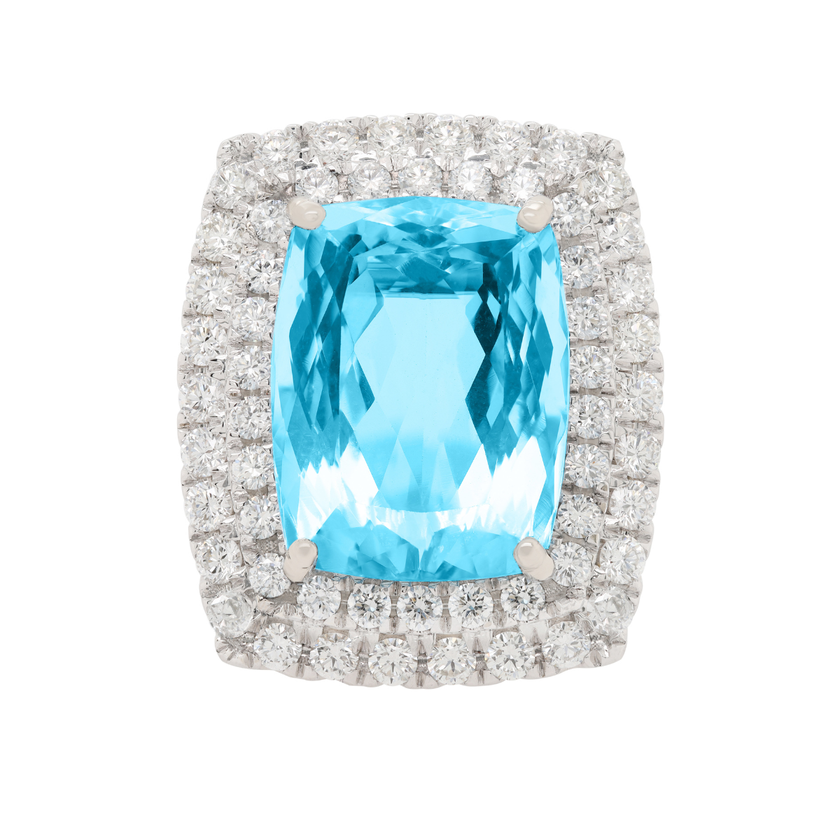 18kt White Gold Aquamarine Diamond Halo Ring