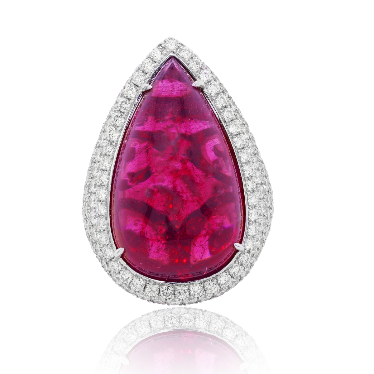 18kt White Gold Tourmaline Halo Diamonds Ring