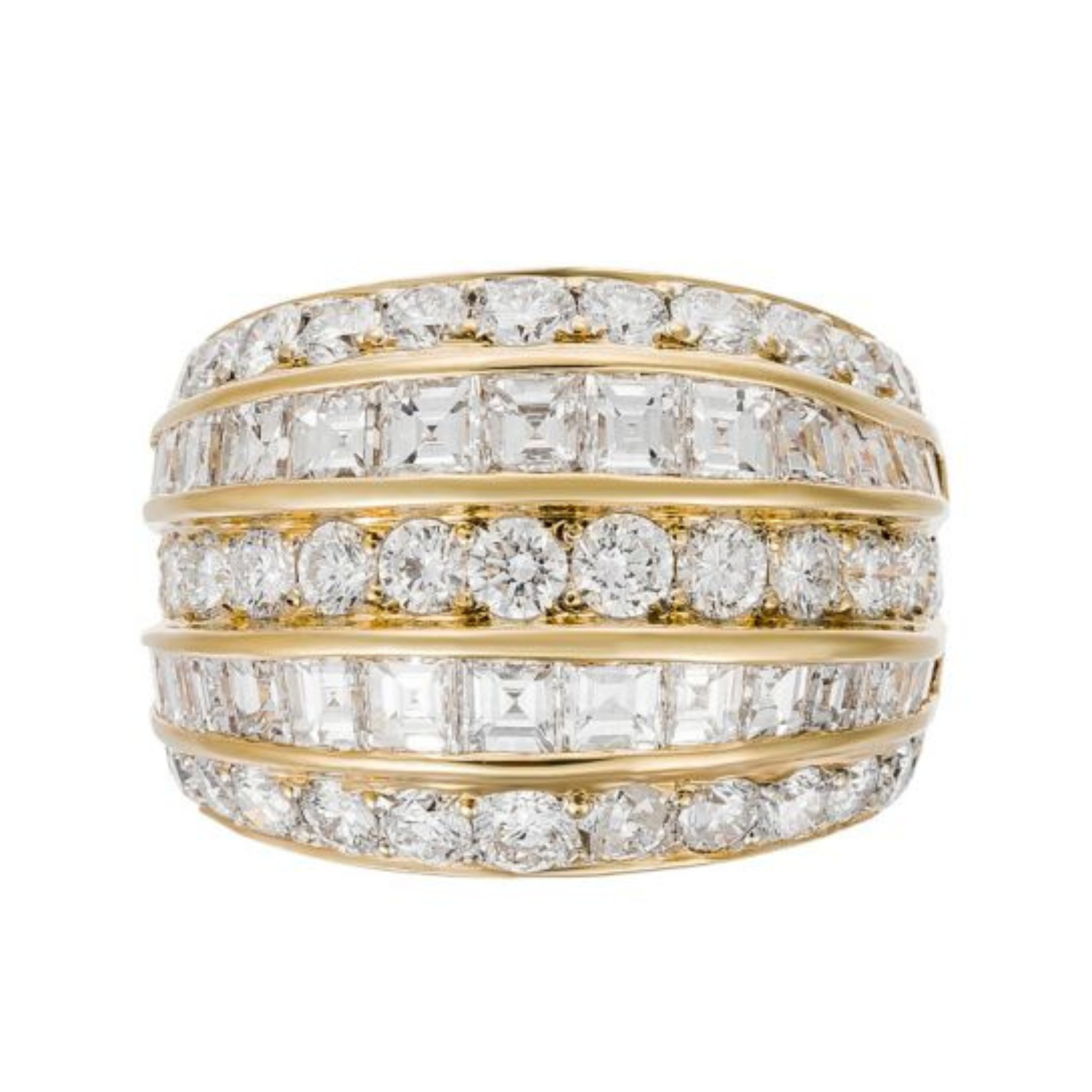 18kt Yellow Gold Asscher Cut Dimond Stack Ring