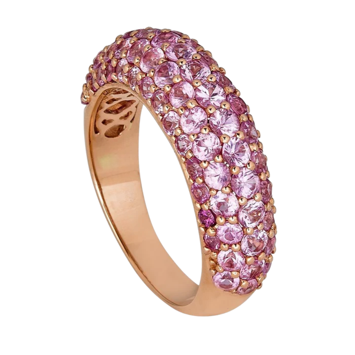 18kt rose gold pink sapphire dome ring