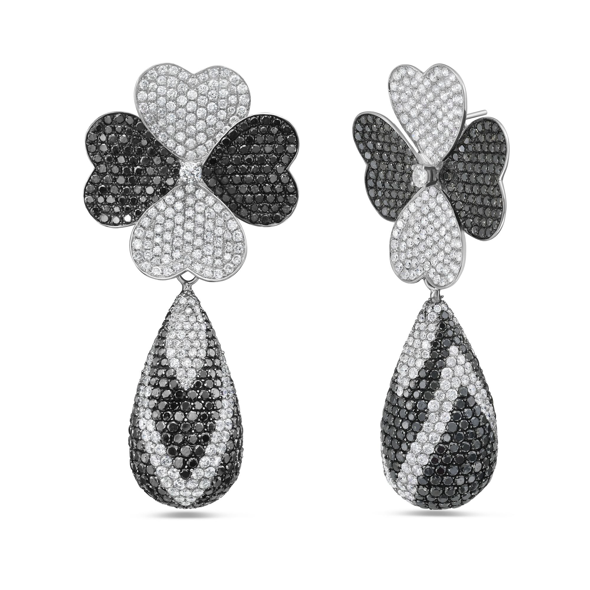 Black & White Diamond Floral Drops
