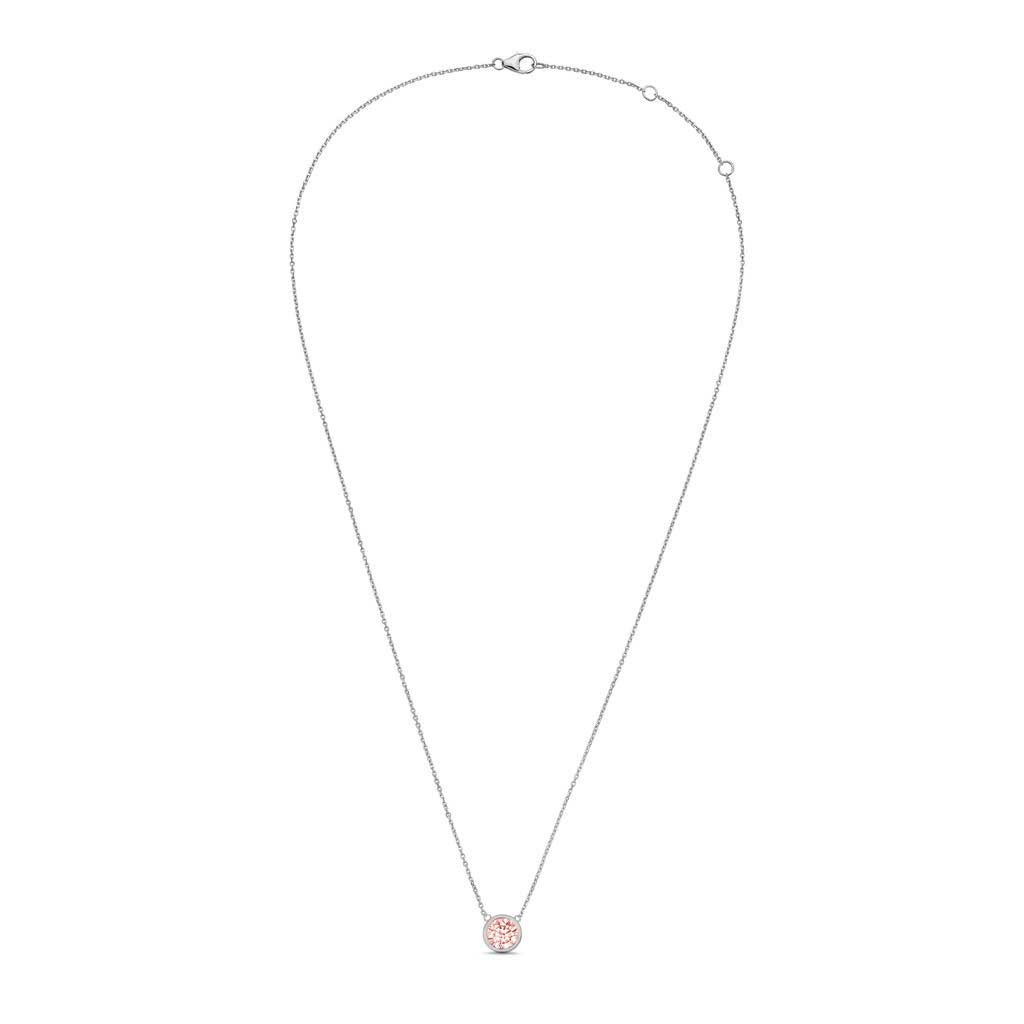 Lab-Grown Pink Round Diamond Bezel Pendant, 14K Gold