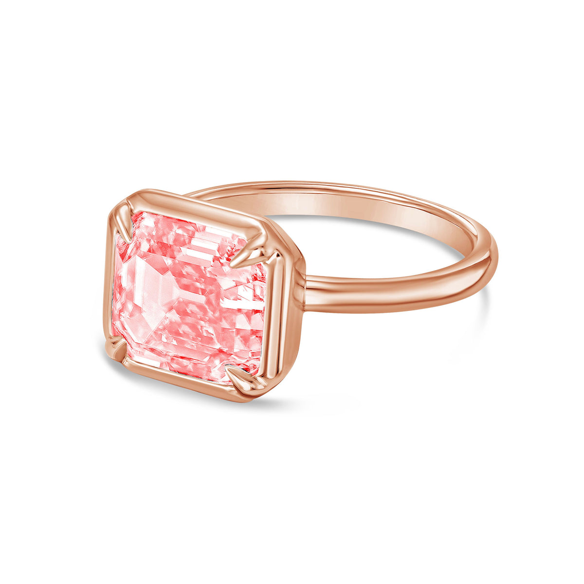 Lab-Grown Cushion Diamond Bezel Ring, 14K Gold
