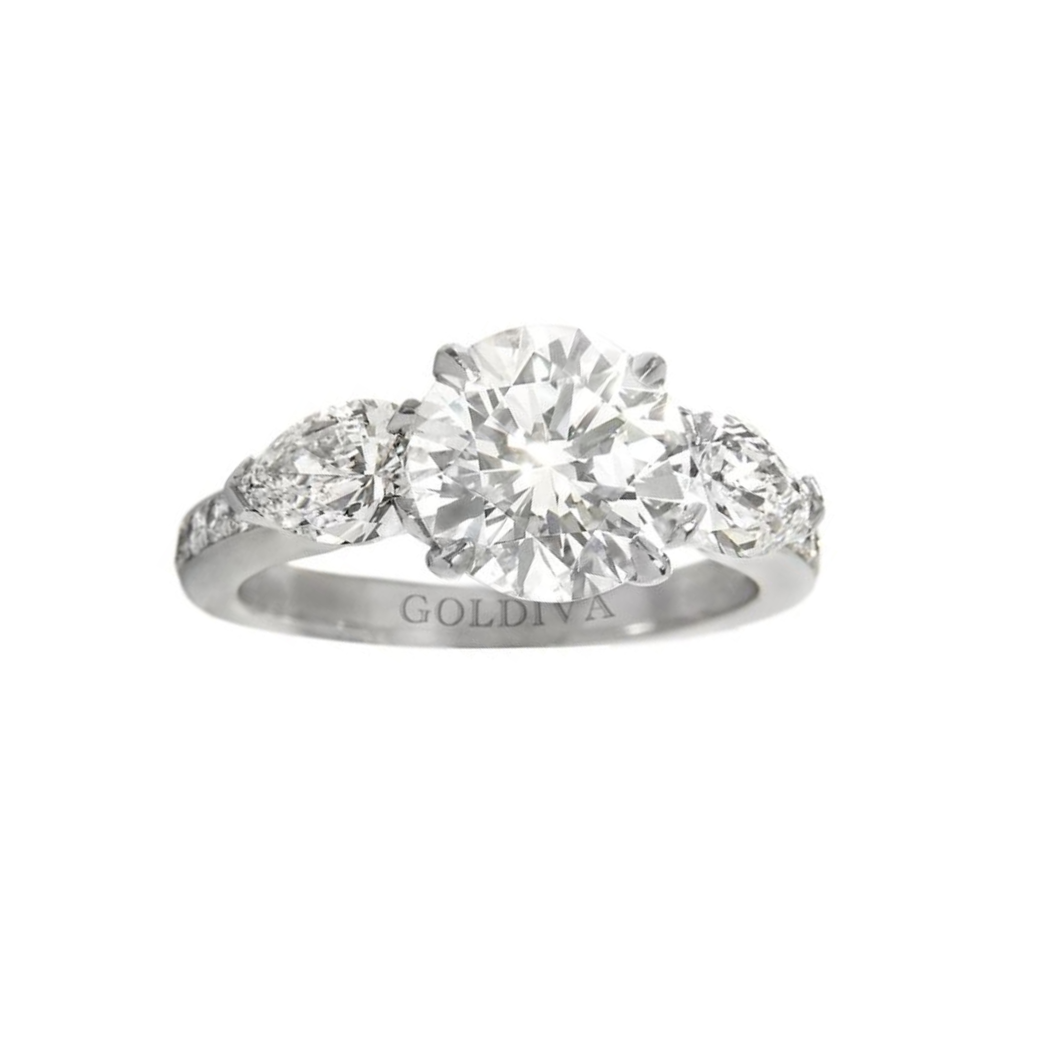 2.44ct round diamond three-stone engagement ring in platinum