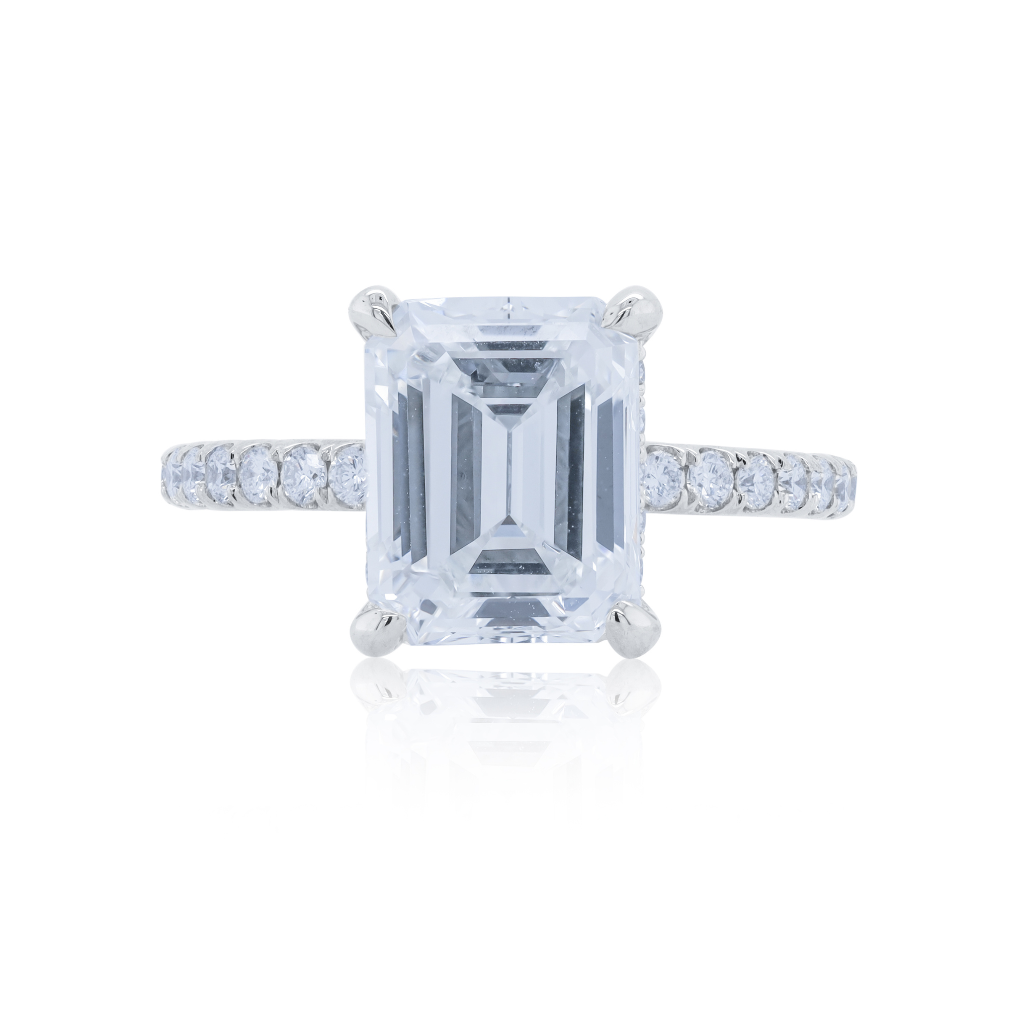2.71ct Emerald Cut With Side Diamonds On The Band Ring