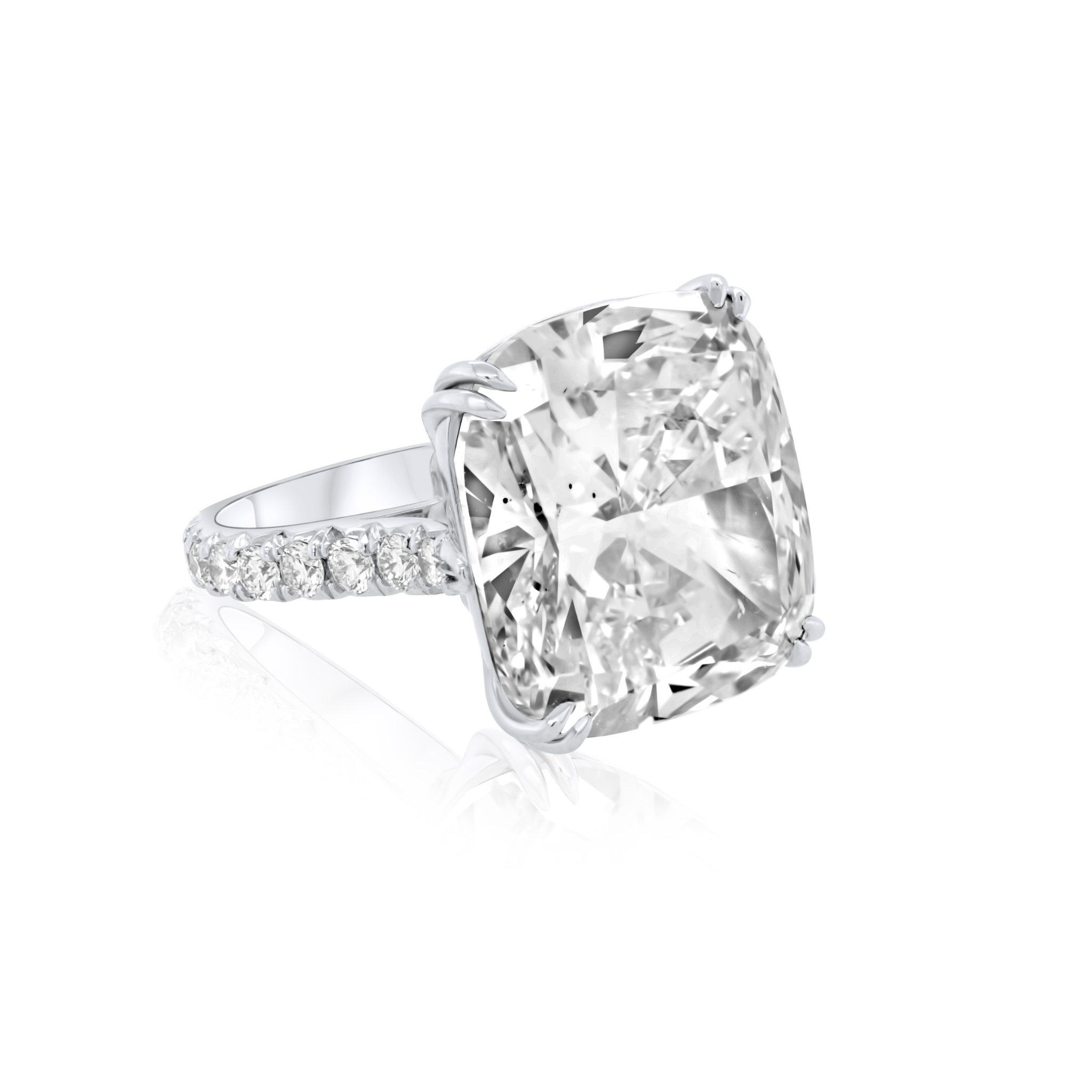 cushion cut diamond ring with side stones