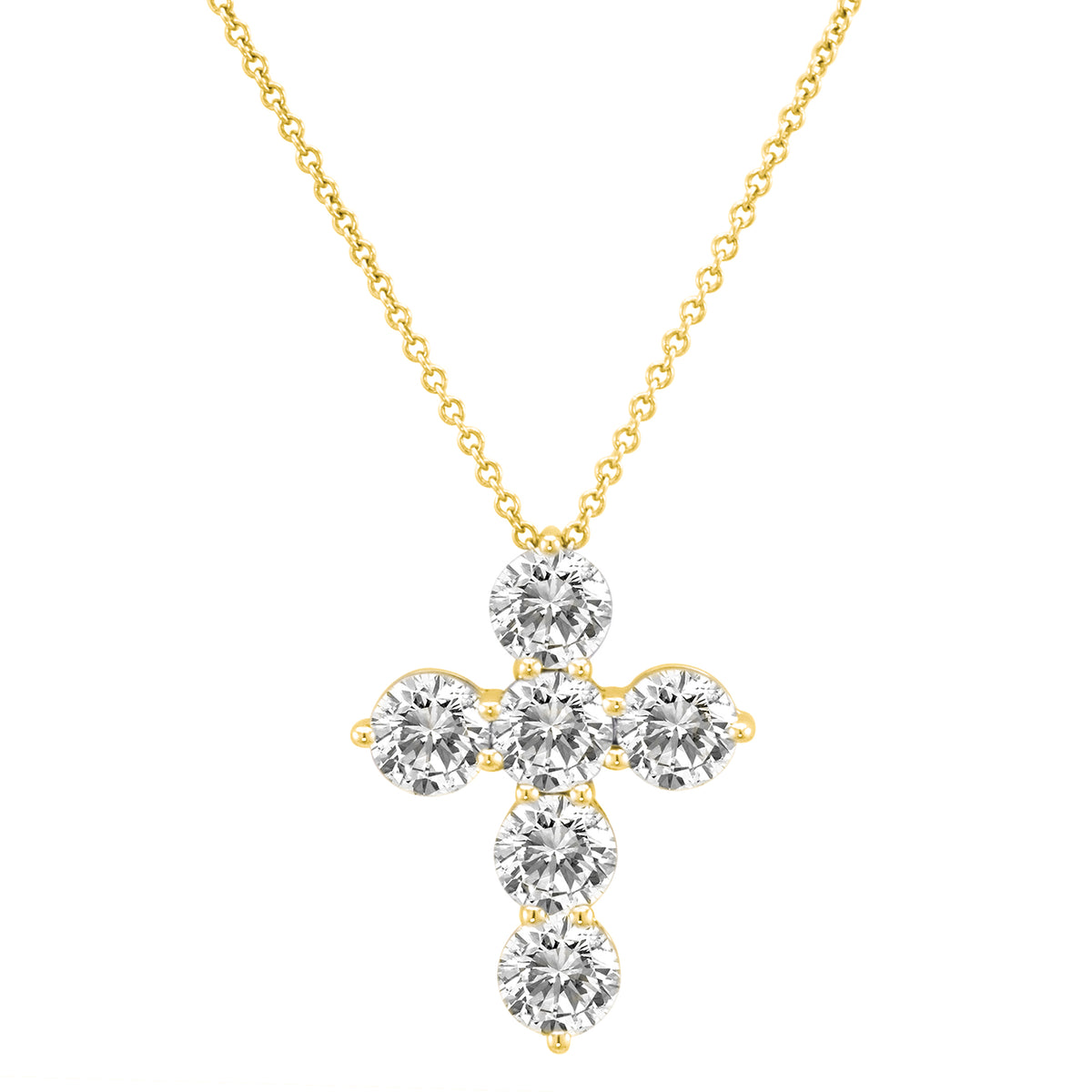 1.50cts Round Diamond Cross Pendant, 18K Gold