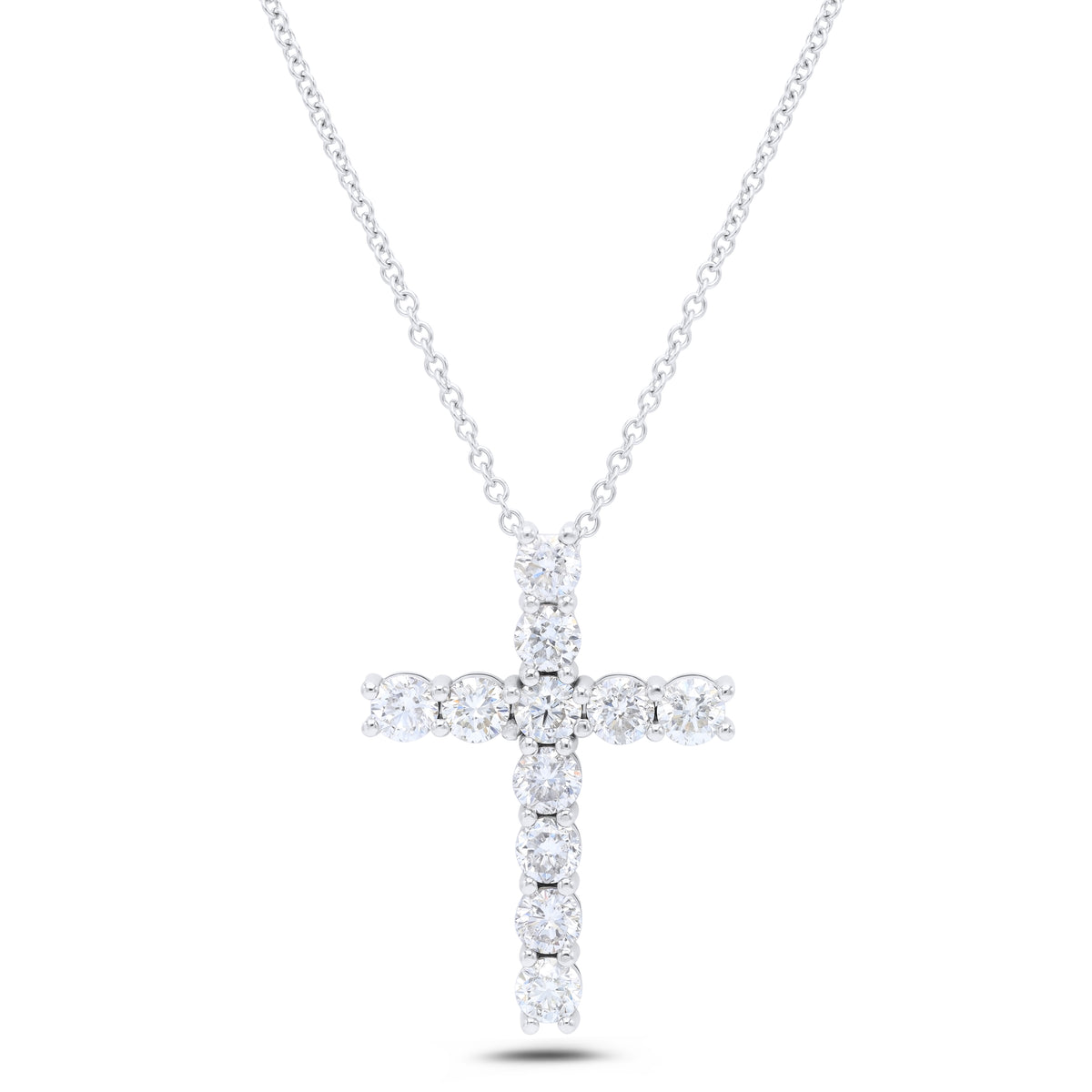 4.50cts Round Diamond Cross Pendant, 18K White Gold