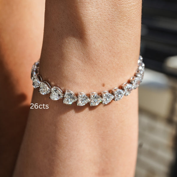 Lab-Grown Heart Diamond Tennis Bracelet