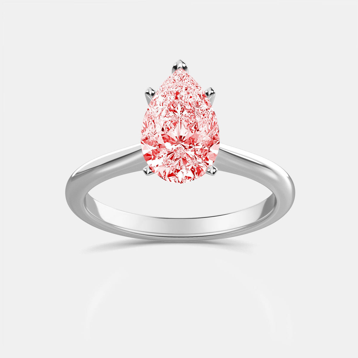 Lab-Grown Pink Pear Diamond Solitaire Engagement Ring, 14K Gold