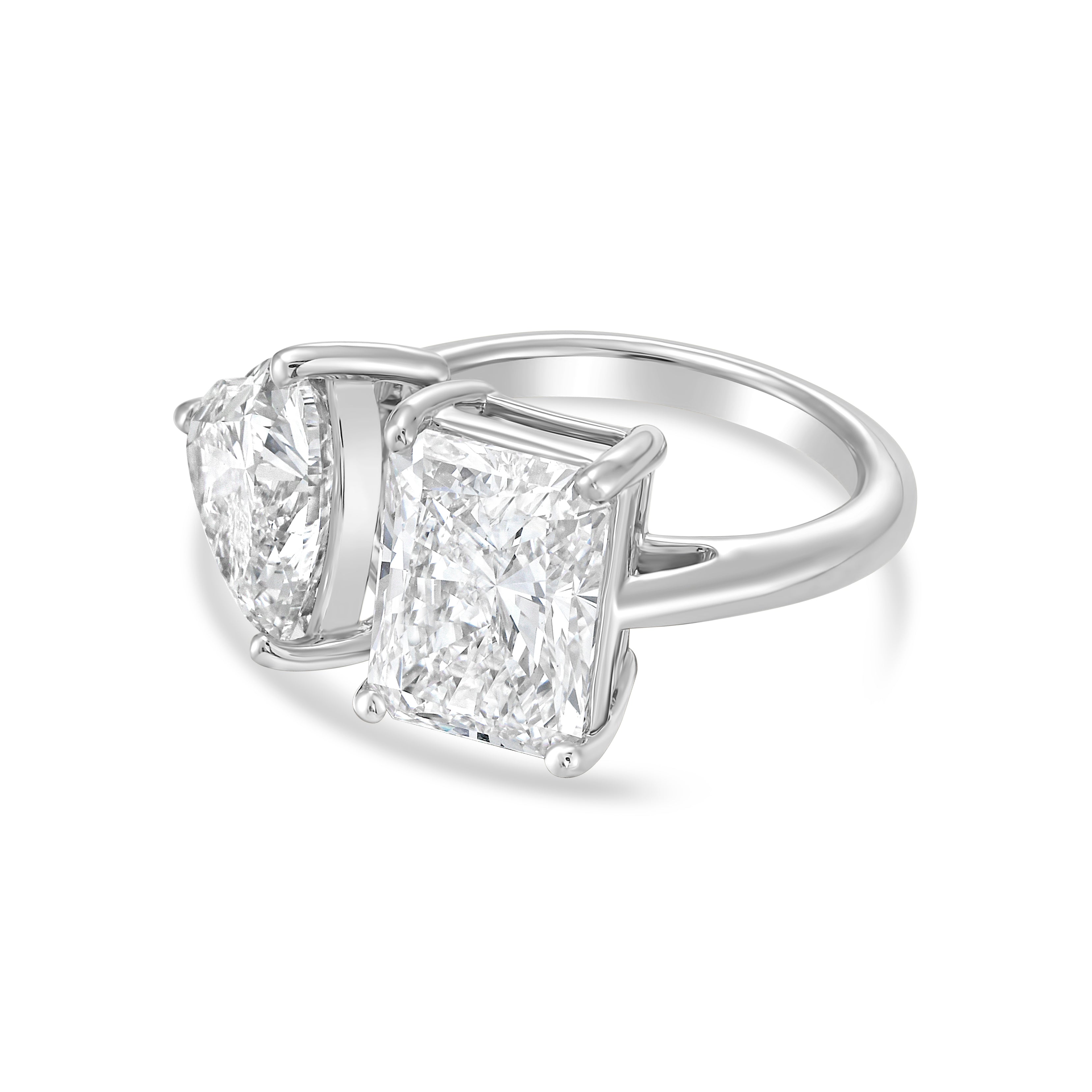 Lab Grown Heart And Radiant Diamond Ring