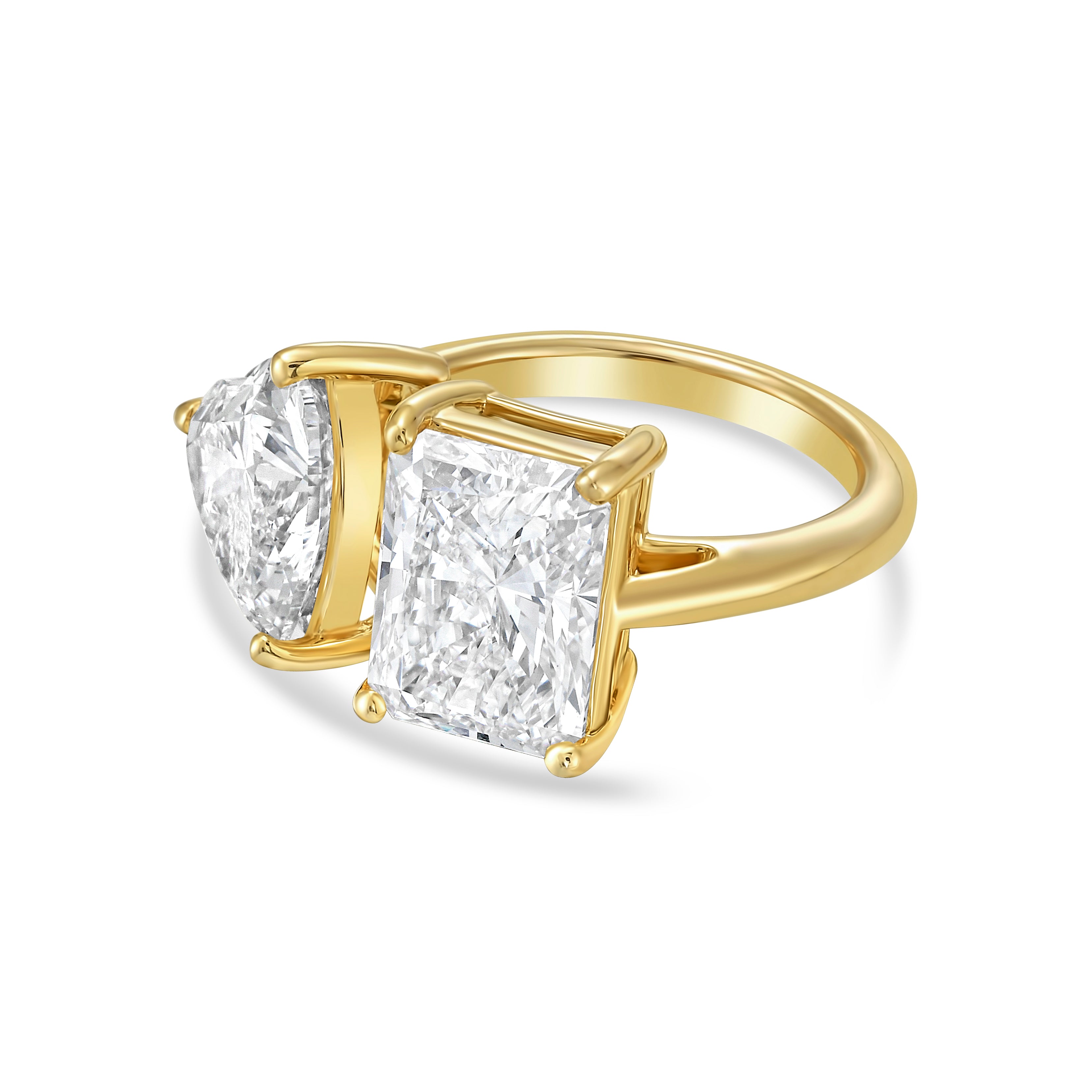 Lab Grown Heart And Radiant Diamond Ring