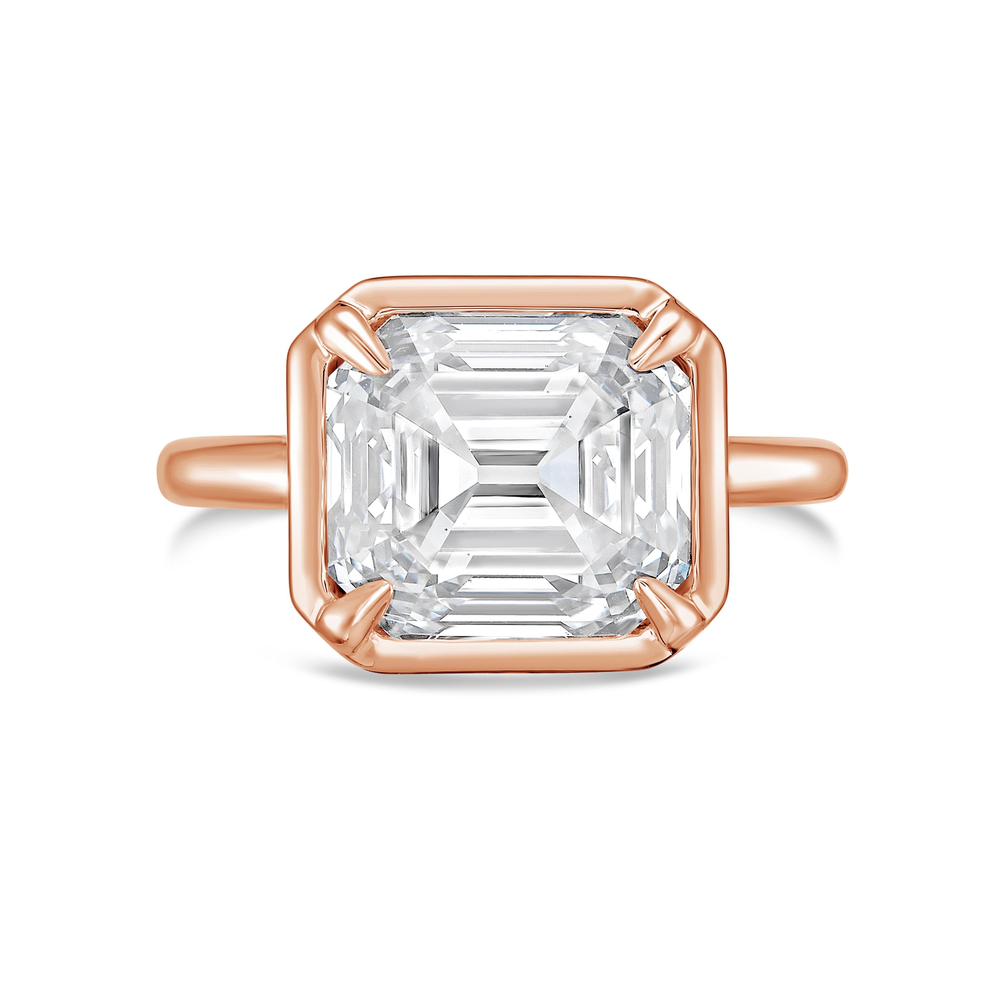 Lab Grown Asscher Bezel Diamond Ring